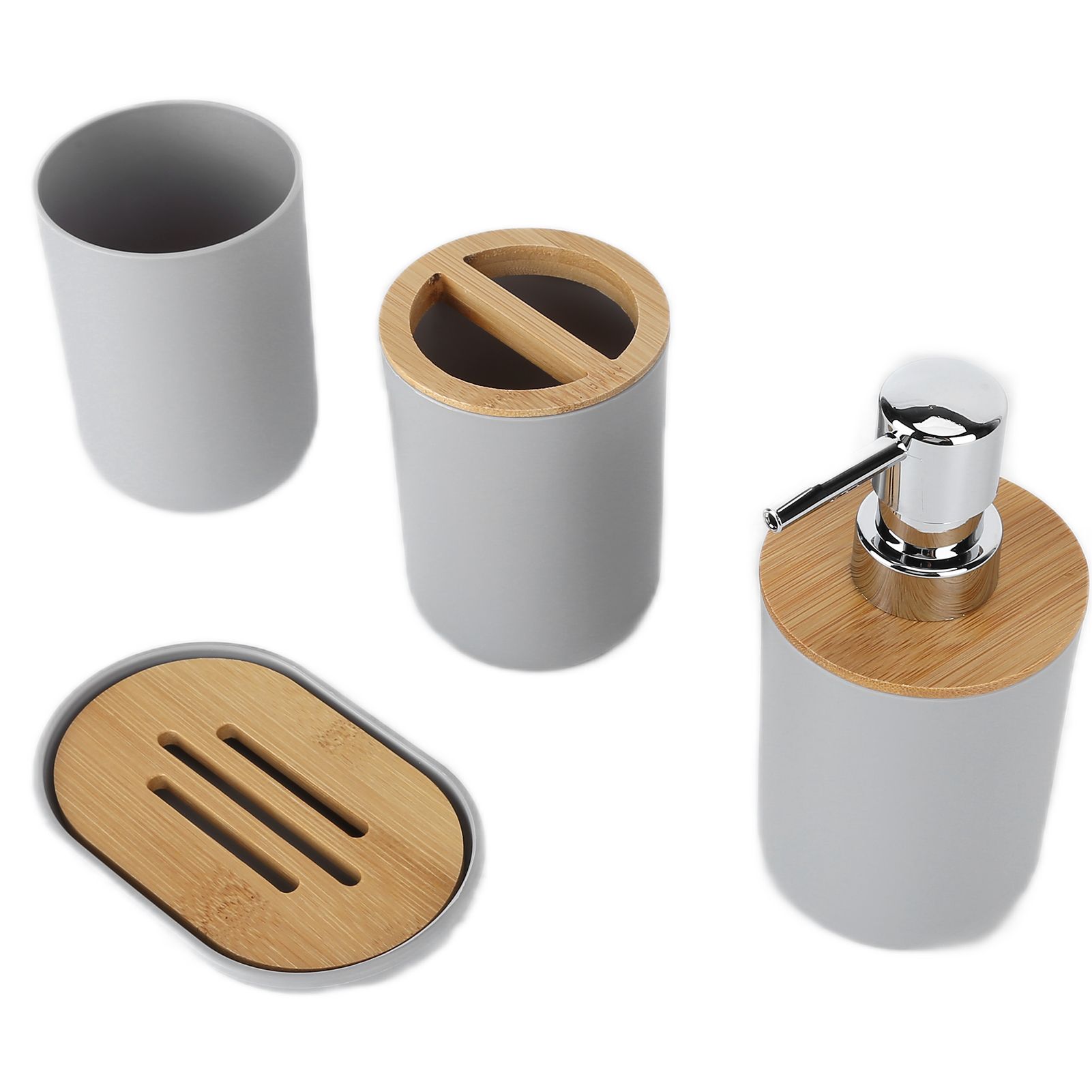 4Pcs Bathroom Accessory Set Bamboo Waterproof Durable Gift Toothbrush Cup for view 5