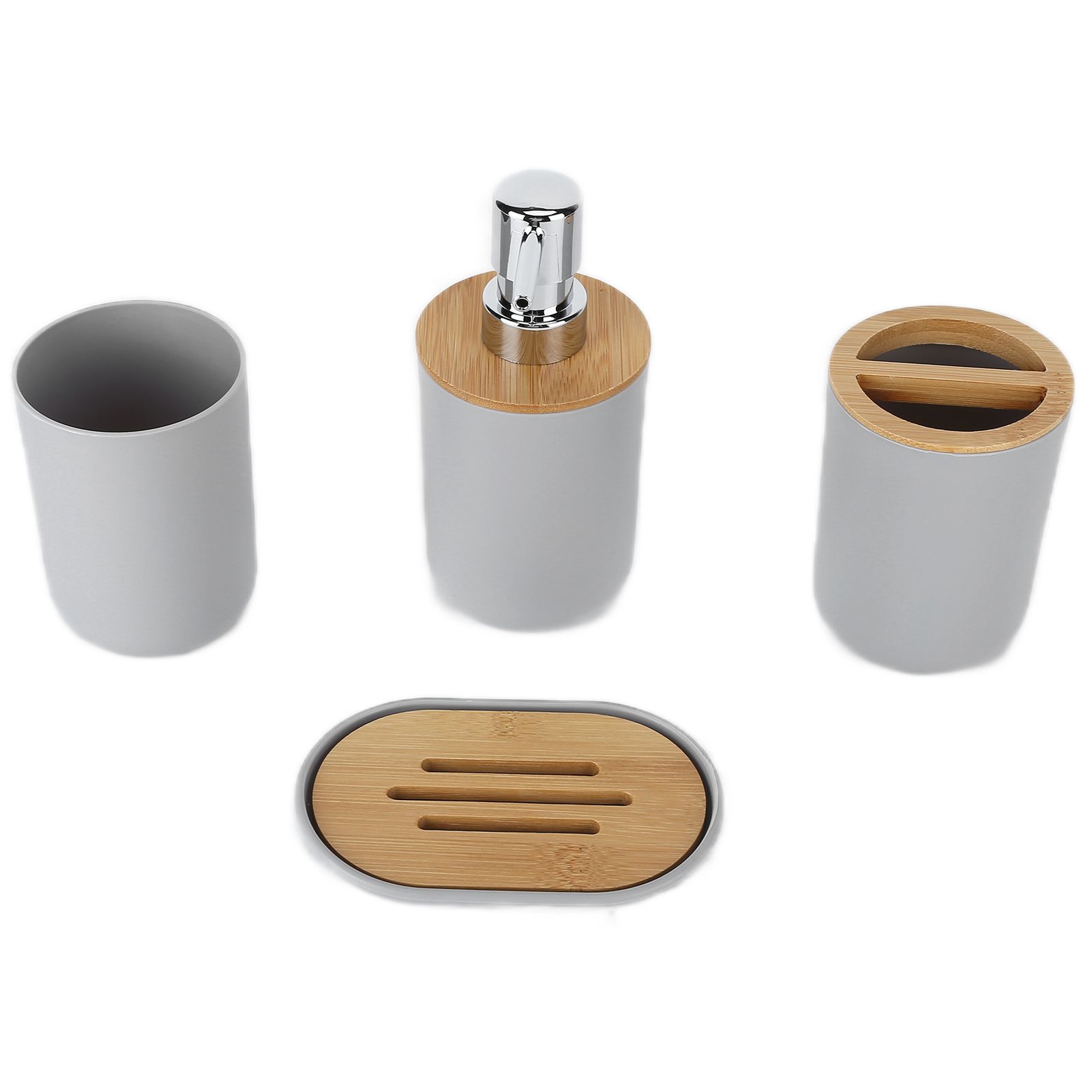 4Pcs Bathroom Accessory Set Bamboo Waterproof Durable Gift Toothbrush Cup for view 6