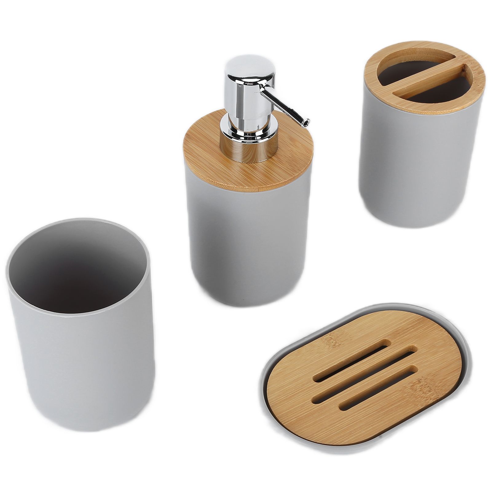 4Pcs Bathroom Accessory Set Bamboo Waterproof Durable Gift Toothbrush Cup for view 7