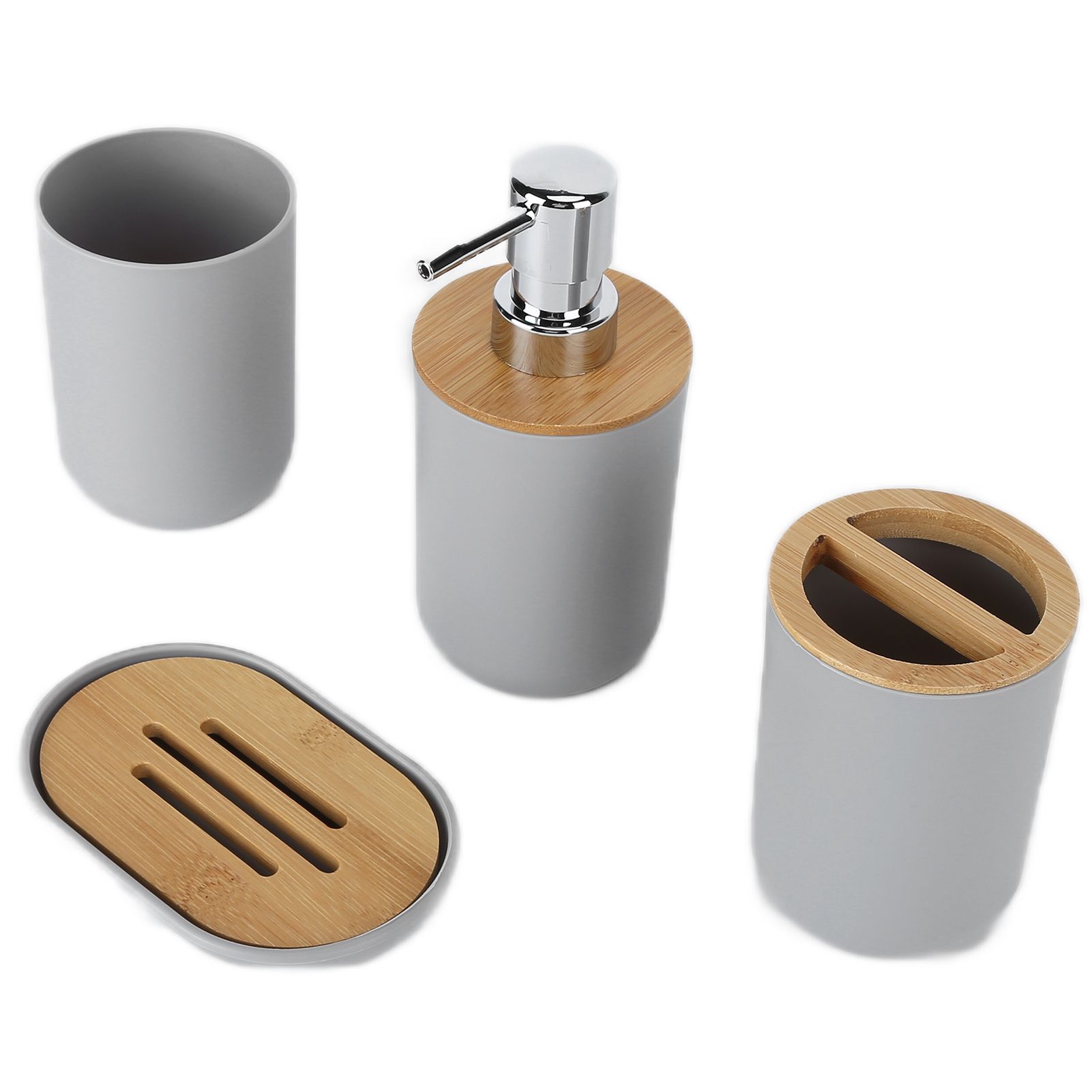 4Pcs Bathroom Accessory Set Bamboo Waterproof Durable Gift Toothbrush Cup for view 8