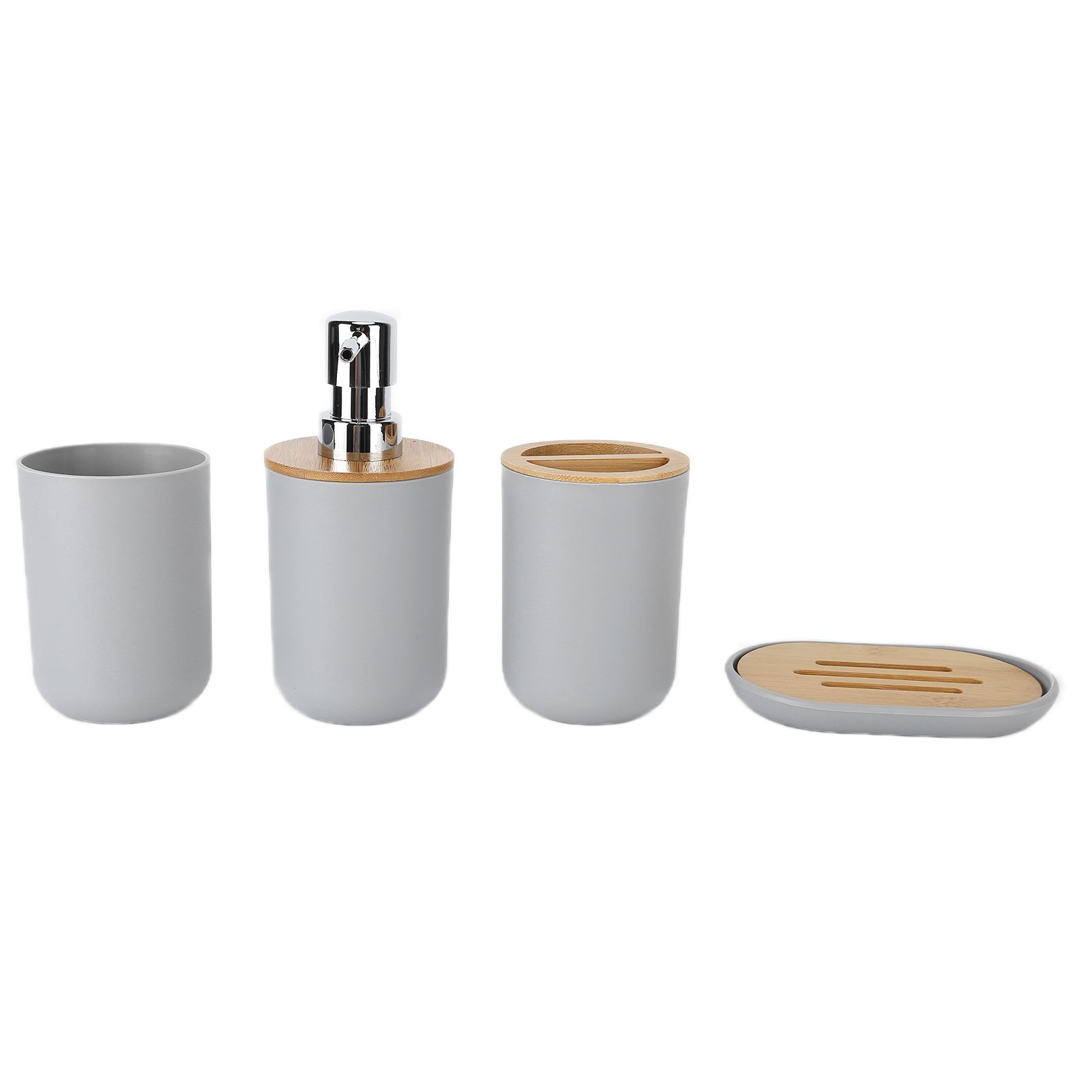 4Pcs Bathroom Accessory Set Bamboo Waterproof Durable Gift Toothbrush Cup for view 9