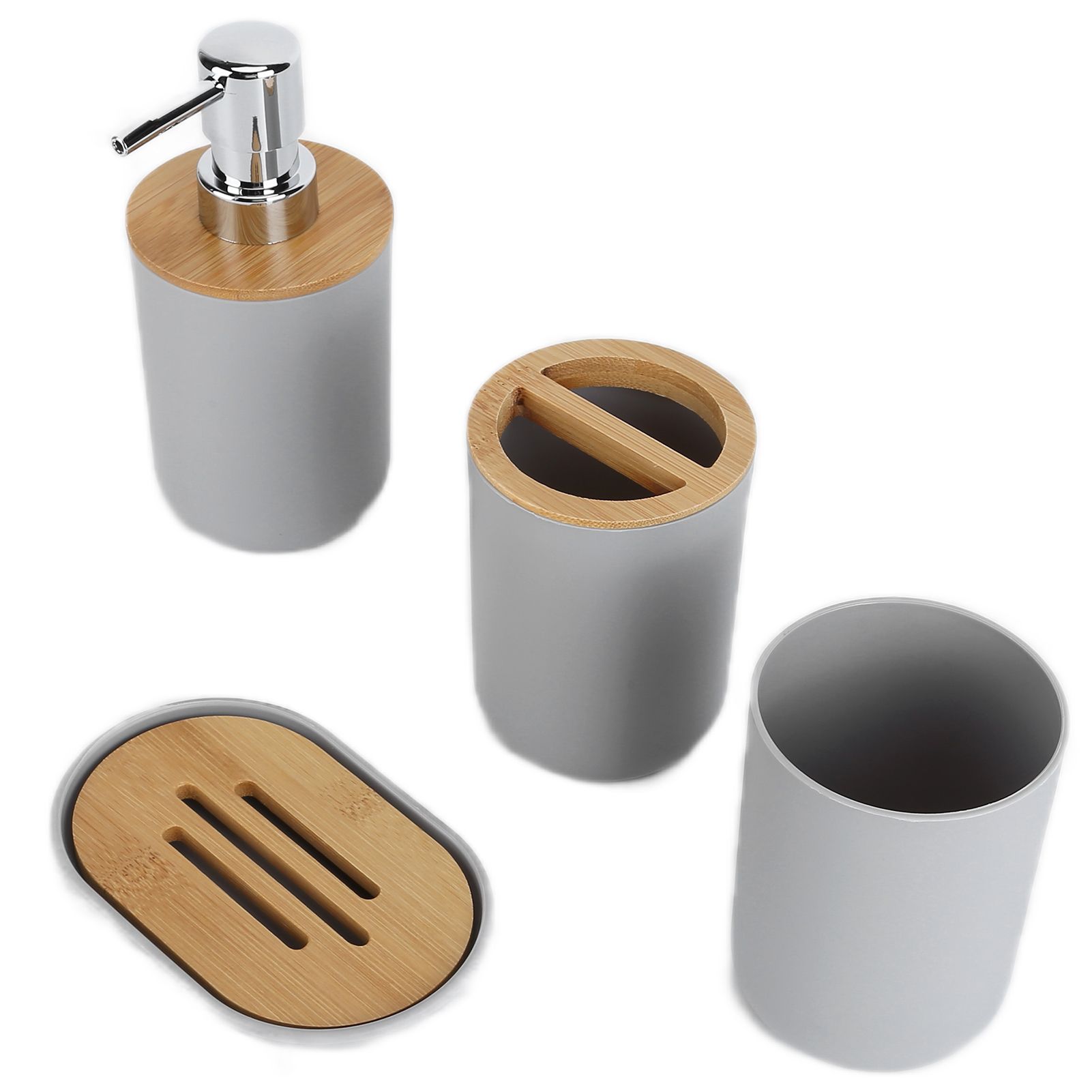 4Pcs Bathroom Accessory Set Bamboo Waterproof Durable Gift Toothbrush Cup for view 10