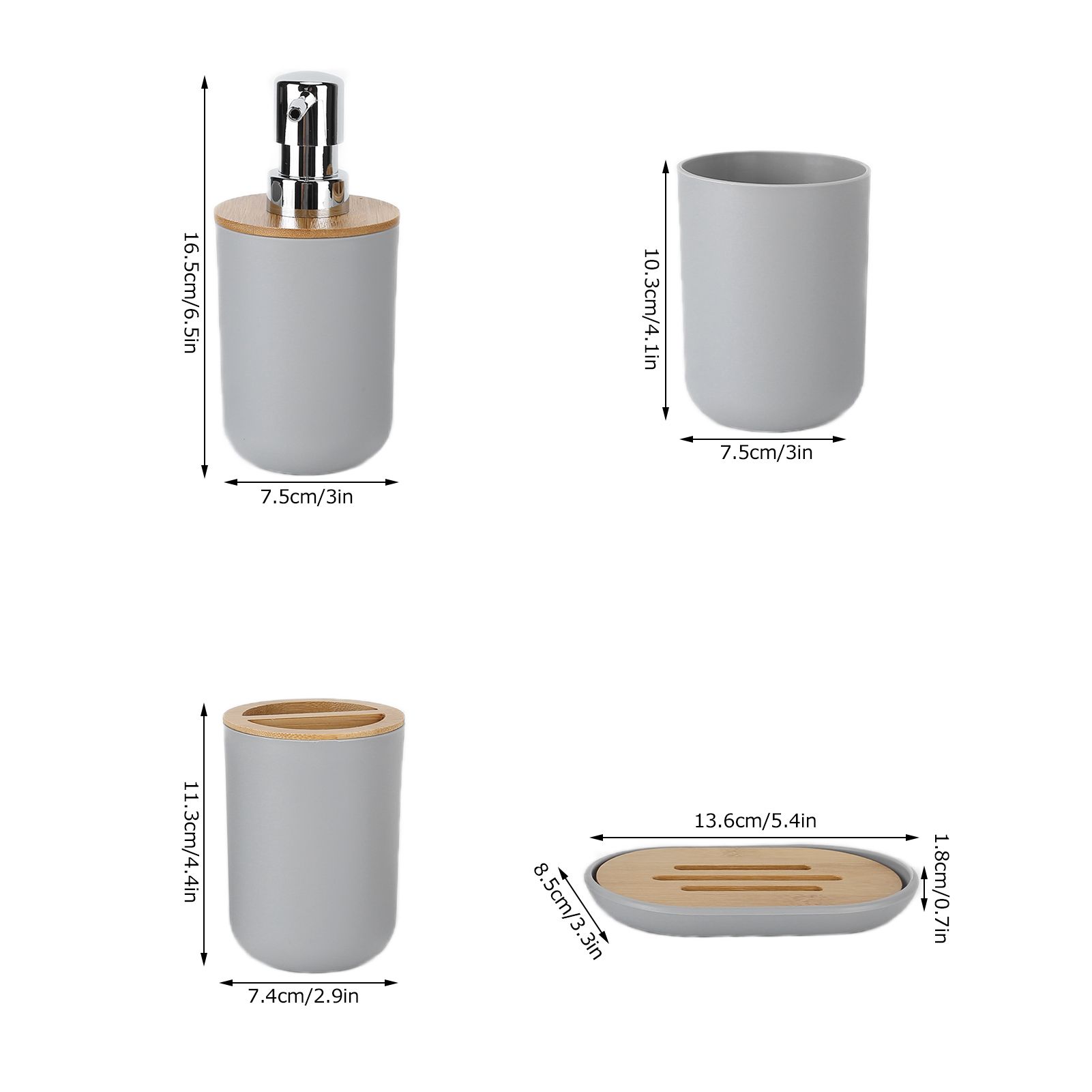 4Pcs Bathroom Accessory Set Bamboo Waterproof Durable Gift Toothbrush Cup for view 15