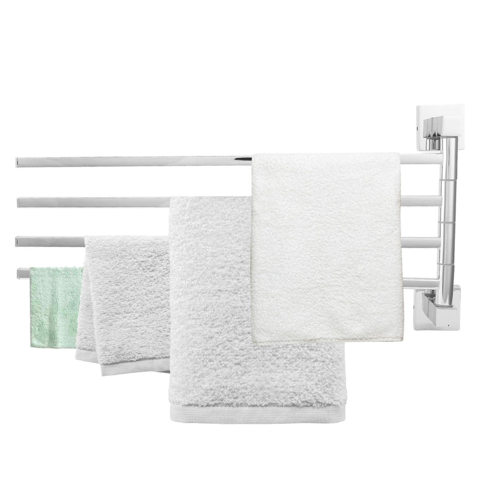 Stainless Steel Towel Rack Bar 180° Rotatable Towel Bathrobe Hanger Holder for view 11