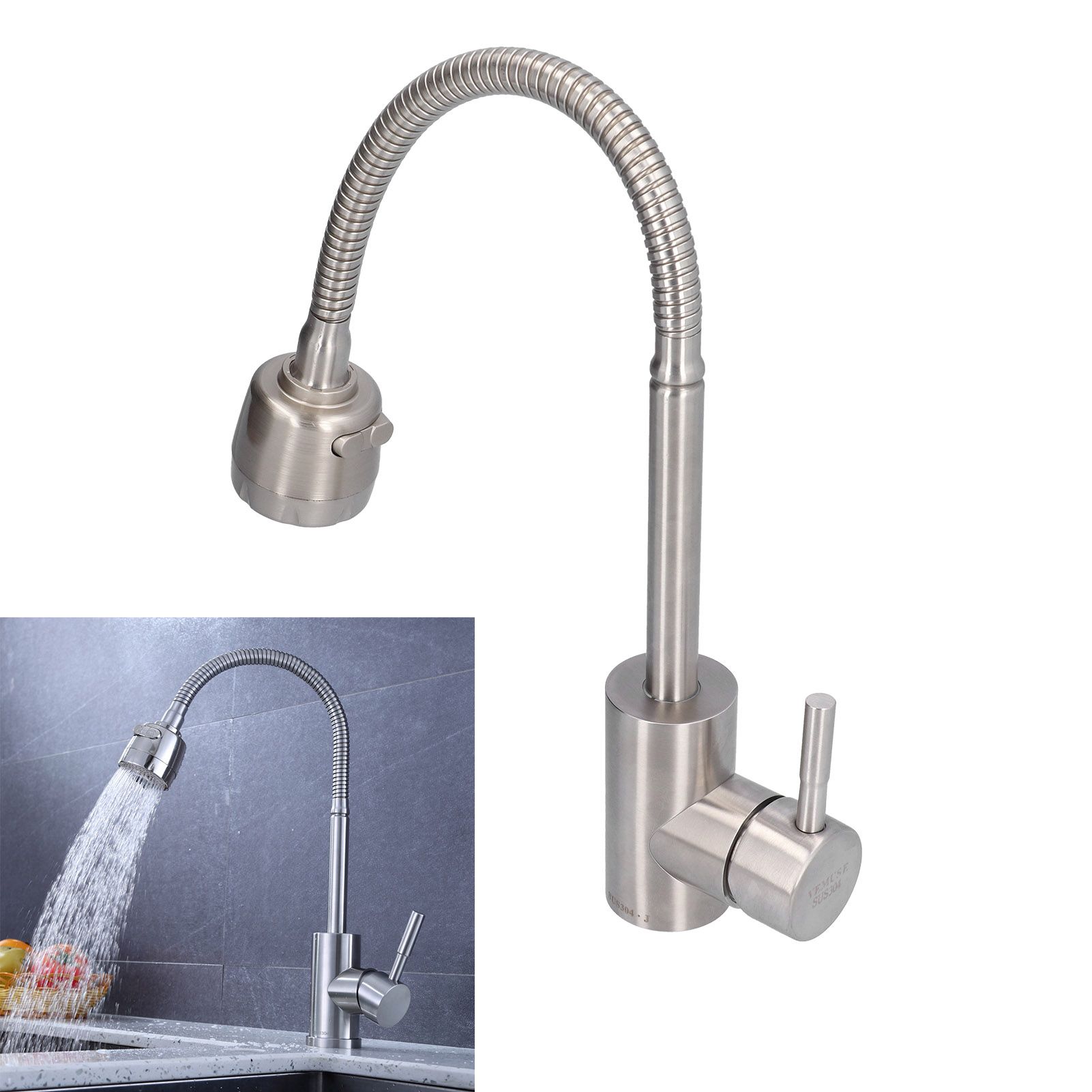 Stainless Steel Universal Water Faucet Bathroom Basin Sink Hot and Cold Water view 11