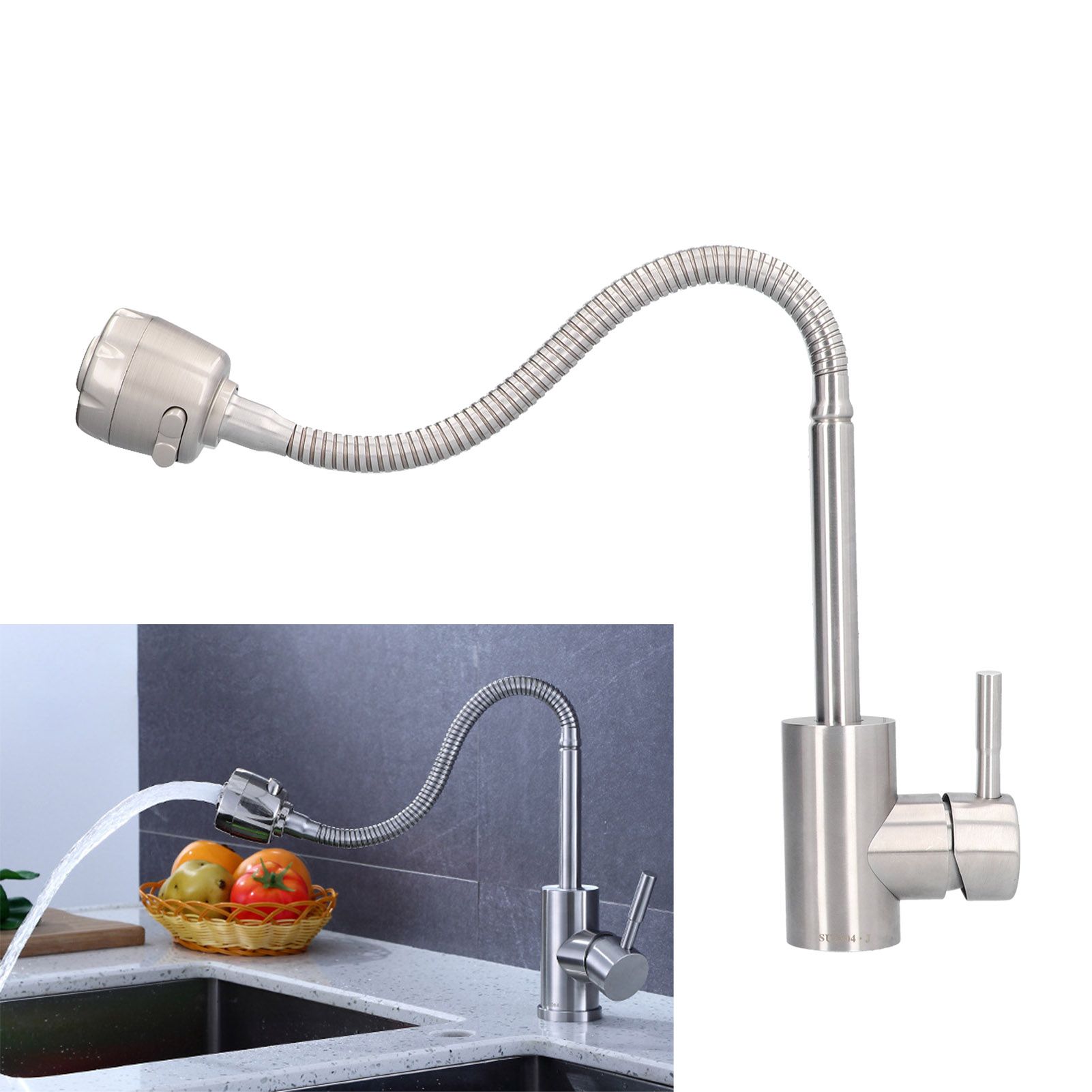 Stainless Steel Universal Water Faucet Bathroom Basin Sink Hot and Cold Water view 12