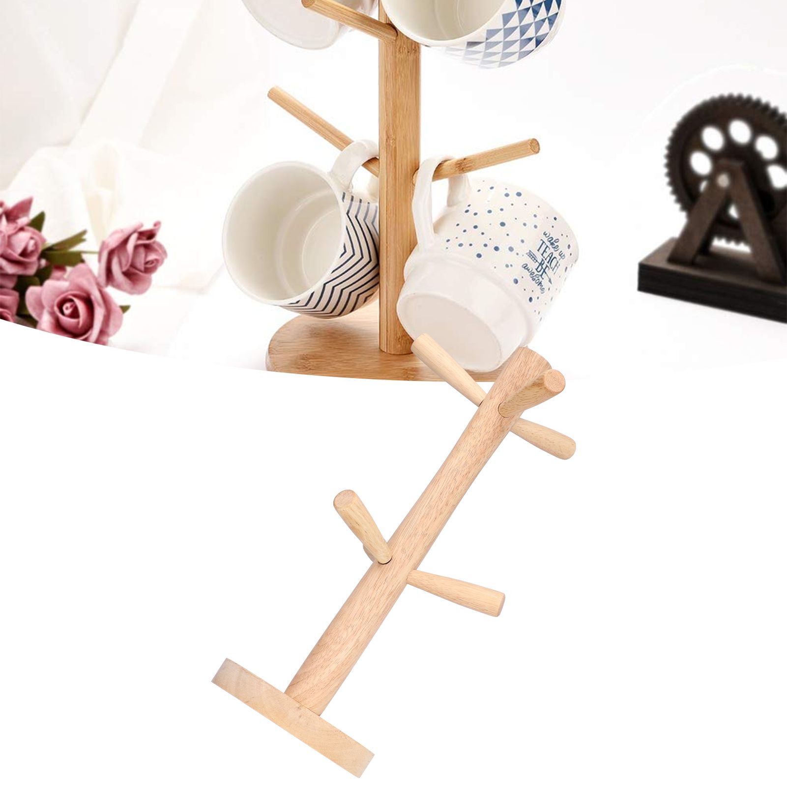 Mug Rack Wooden Thickened Durable Anti Rust Multifunctional Coffee Mug Holder view 12