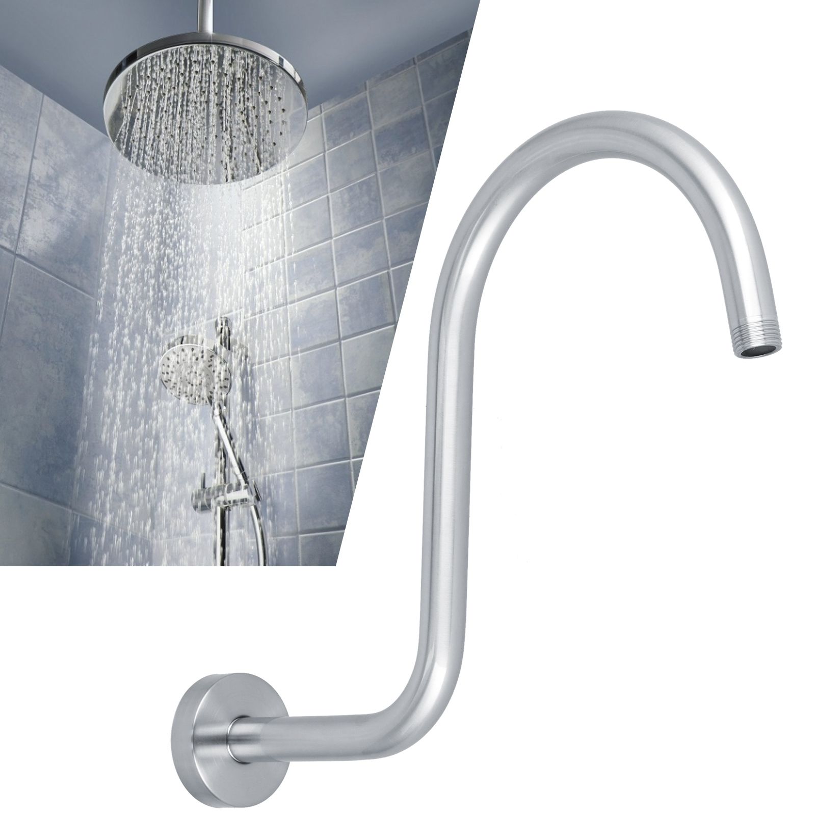Shower Arm S Shape Gooseneck Stainless Steel Shower Head Extension Arm view 12