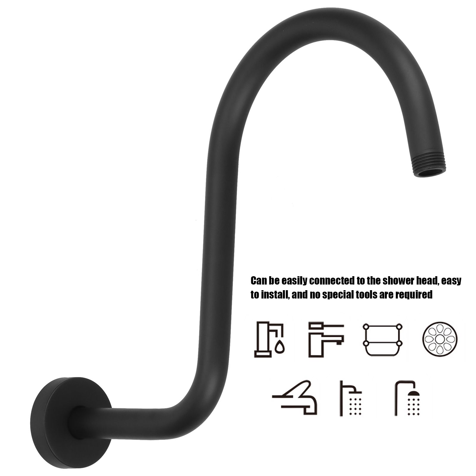 Shower Arm S Shape Gooseneck Stainless Steel Shower Head Extension Arm view 15