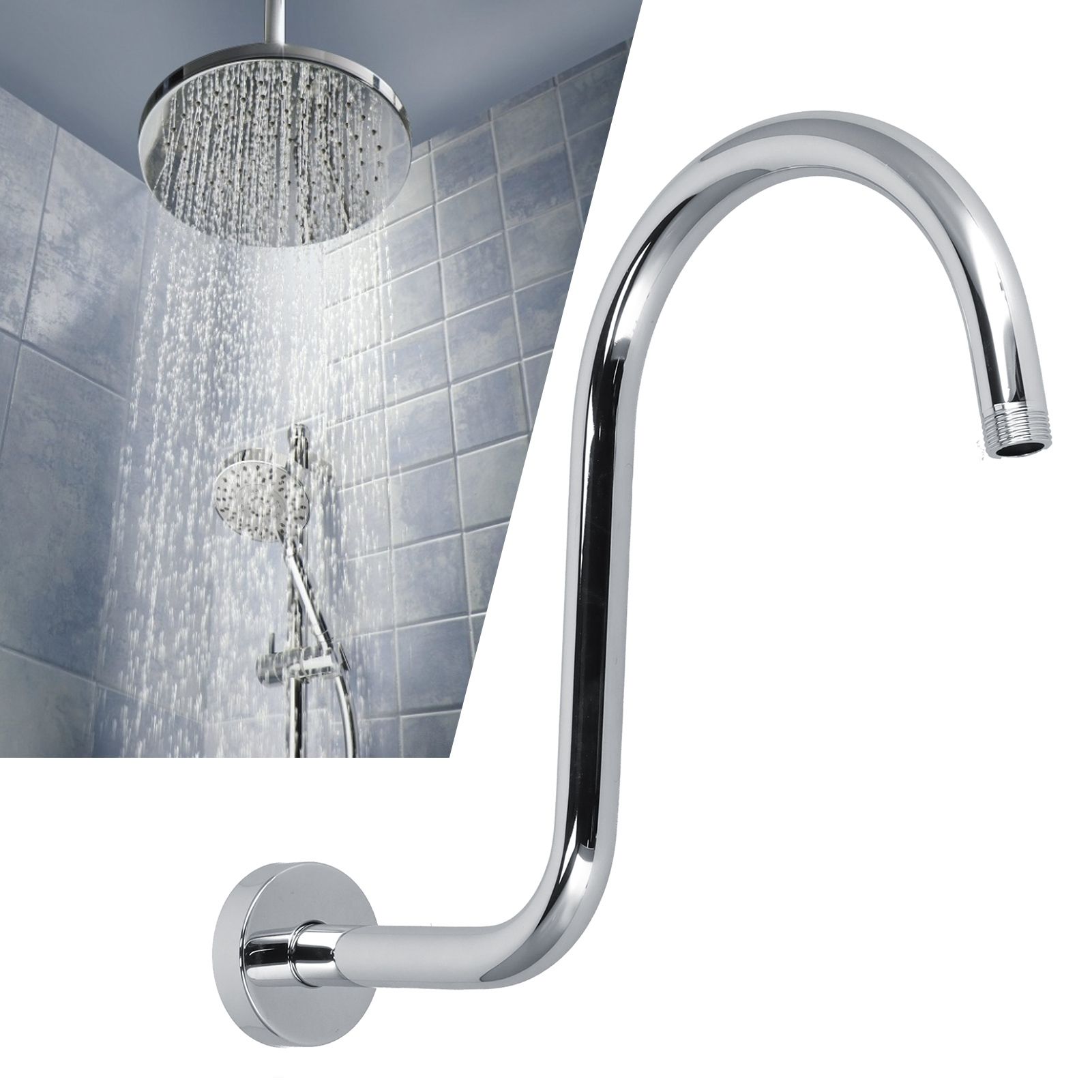 Shower Arm S Shape Gooseneck Stainless Steel Shower Head Extension Arm view 12