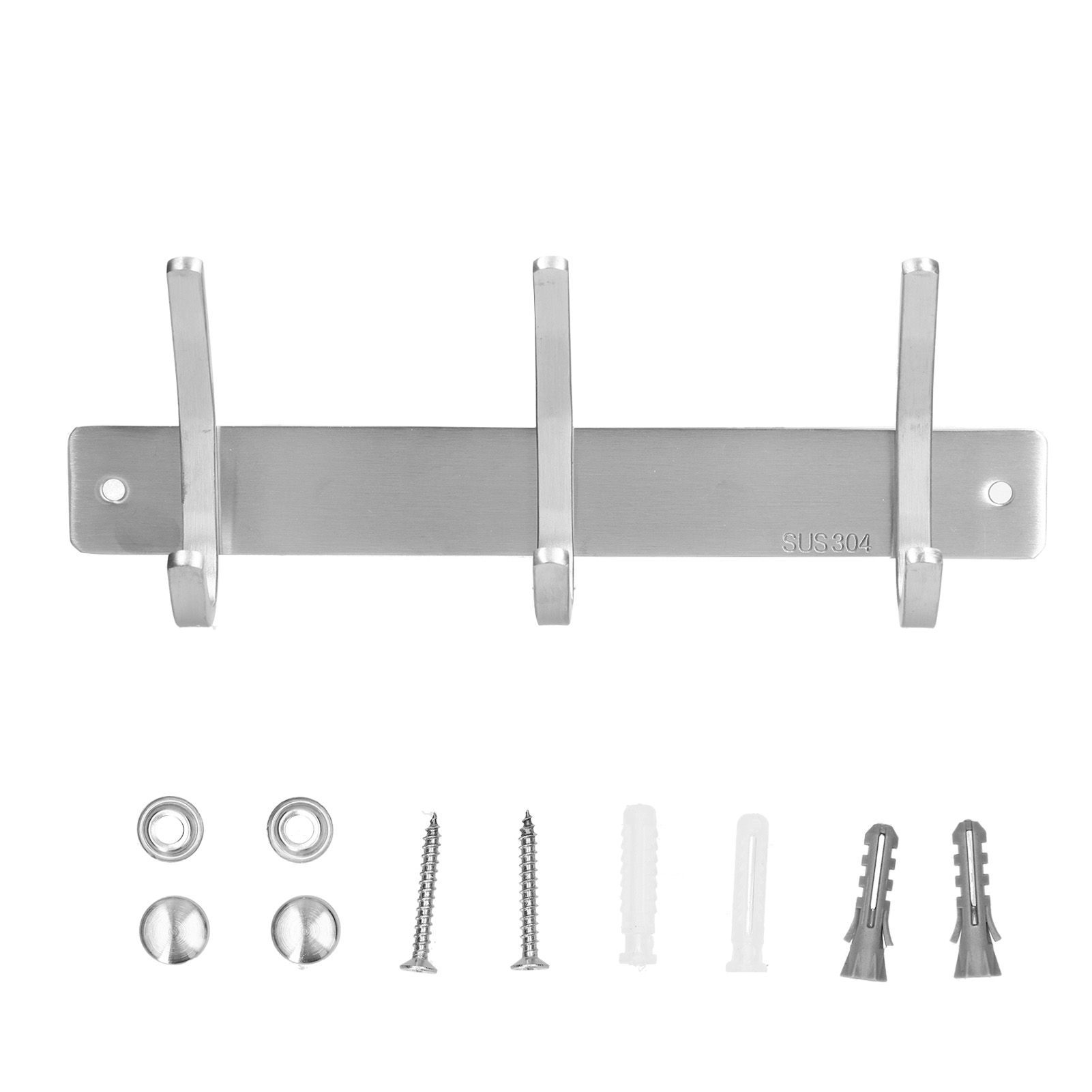 Wall Mounted Kitchen Hanger with 3 Hooks 304 Stainless Steel Punching Cloth — image 1