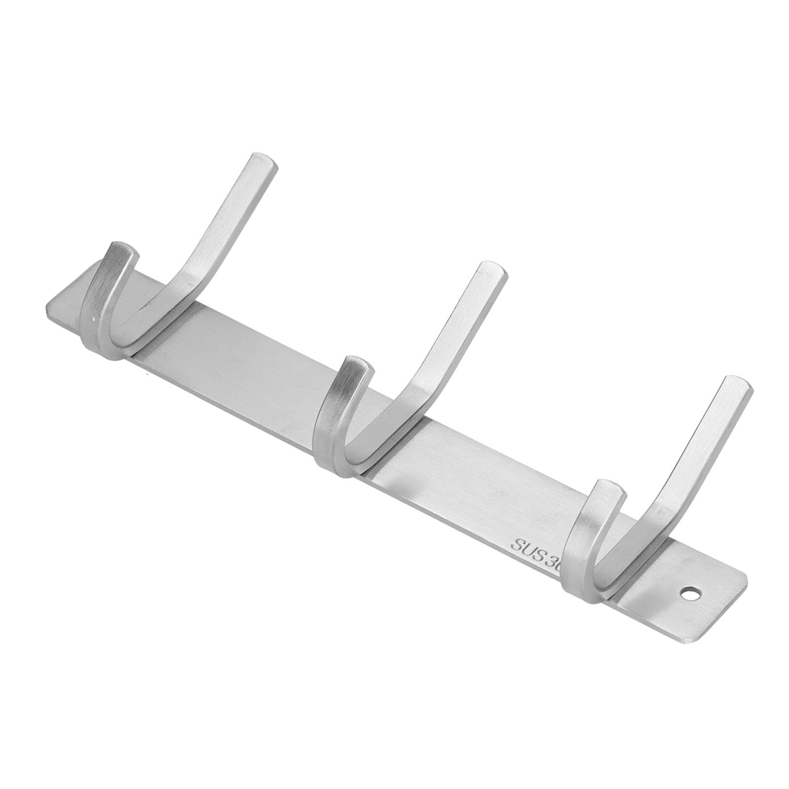 Wall Mounted Kitchen Hanger with 3 Hooks 304 Stainless Steel Punching Cloth view 3
