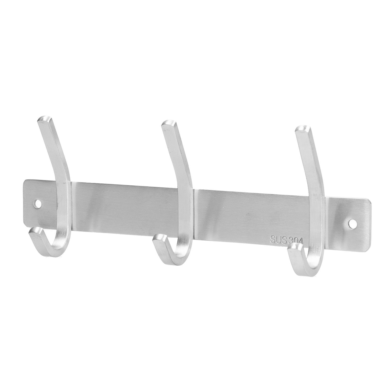 Wall Mounted Kitchen Hanger with 3 Hooks 304 Stainless Steel Punching Cloth view 7