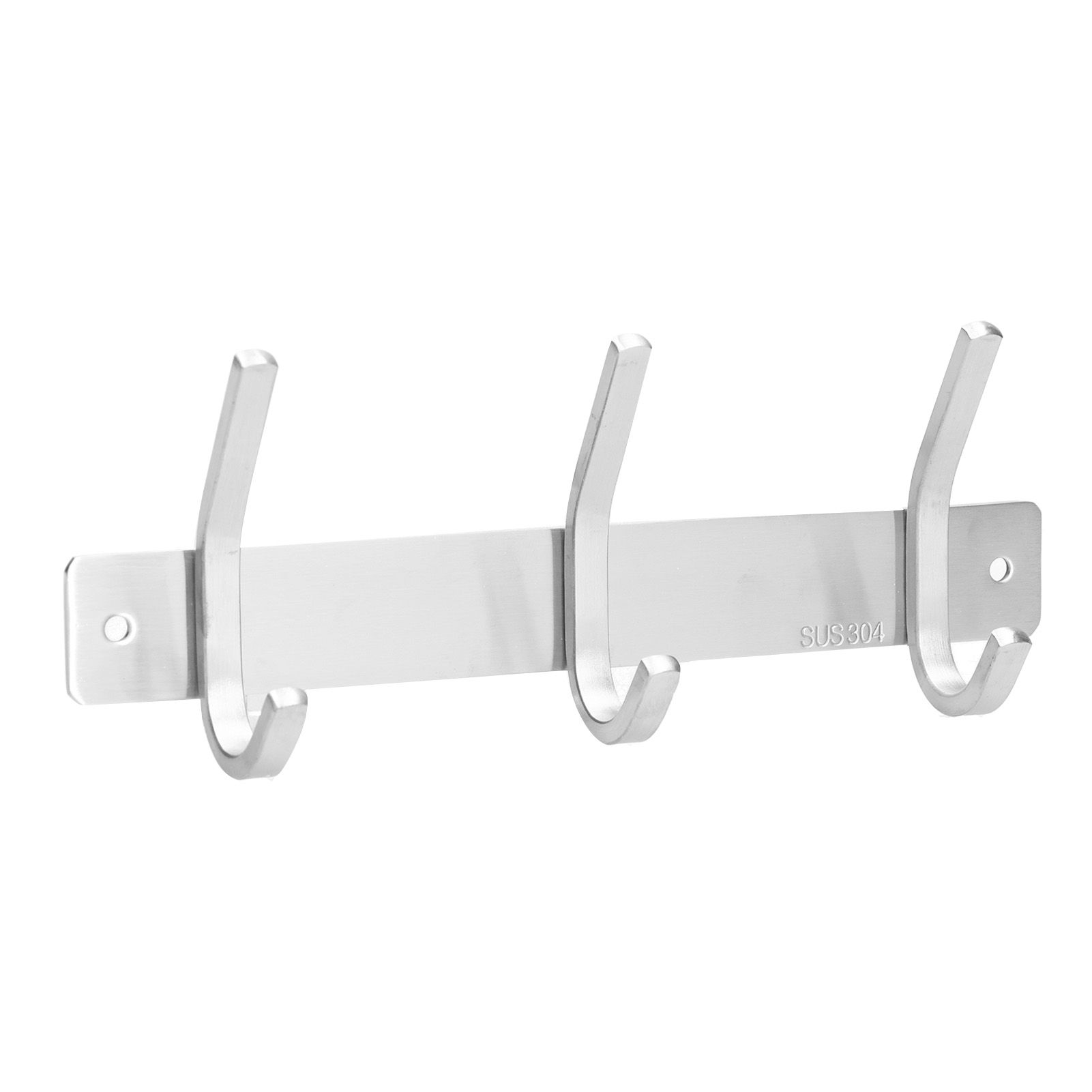 Wall Mounted Kitchen Hanger with 3 Hooks 304 Stainless Steel Punching Cloth view 8