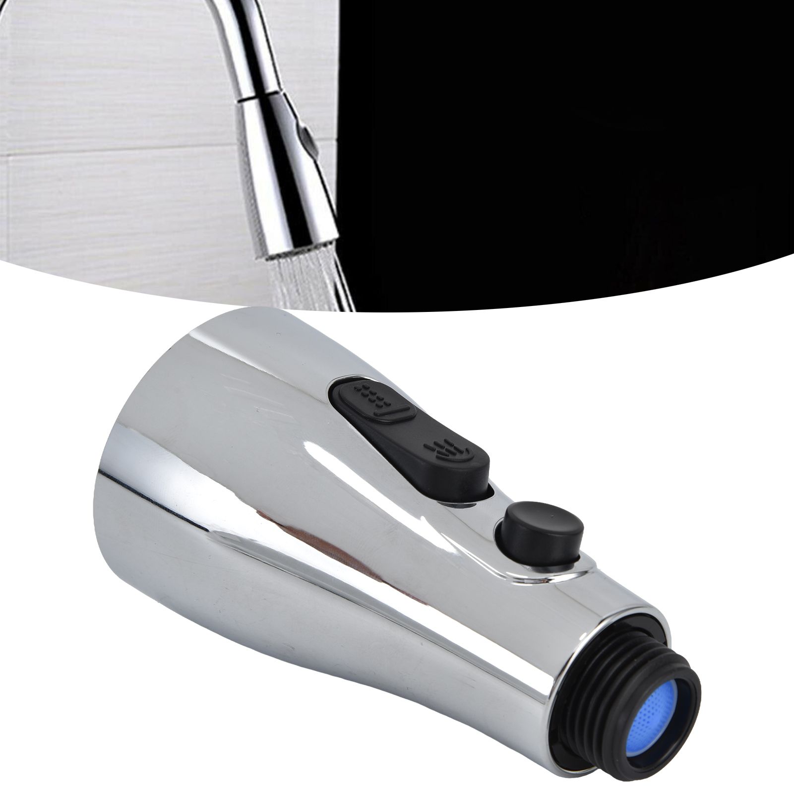 Faucet Spray Head G1/2 Brushed Silver 3 Functions Pull Down Sprayer Nozzle for view 12