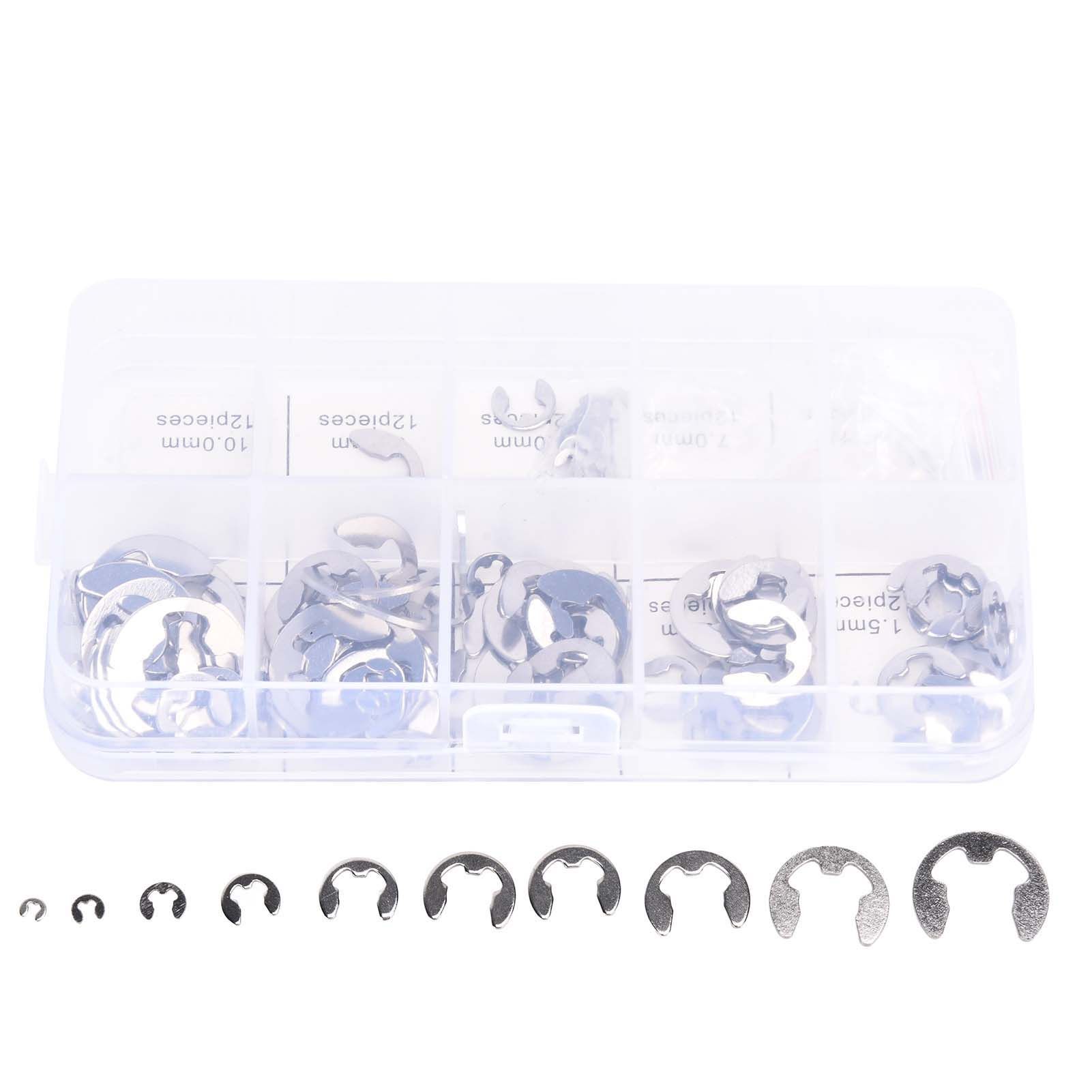 120PCS Snap Rings M1.5‑10 Mini Portable Corrosion Resistant Stainless Steel view 2