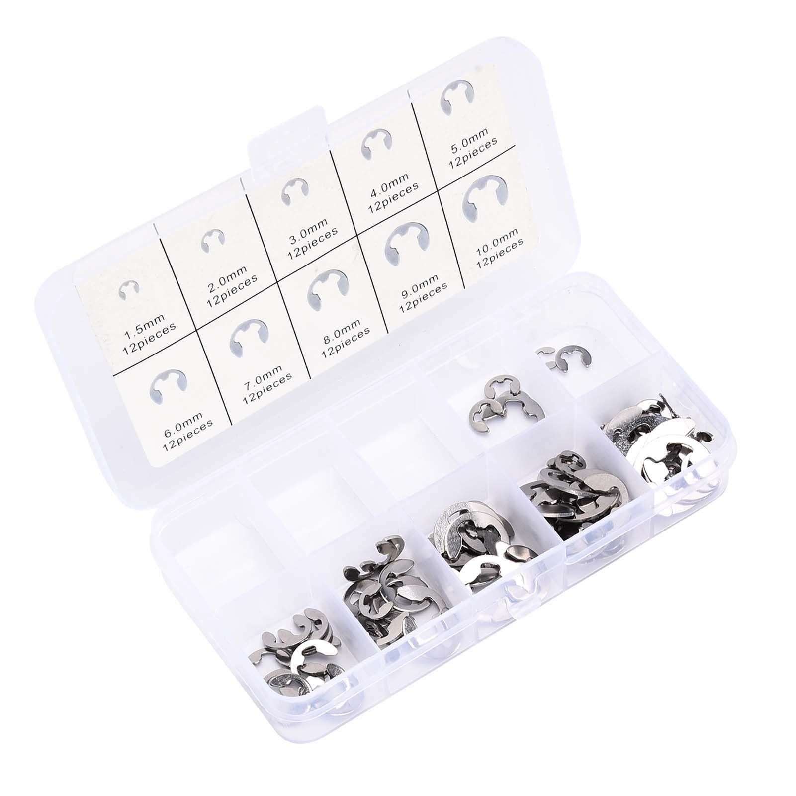 120PCS Snap Rings M1.5‑10 Mini Portable Corrosion Resistant Stainless Steel view 5