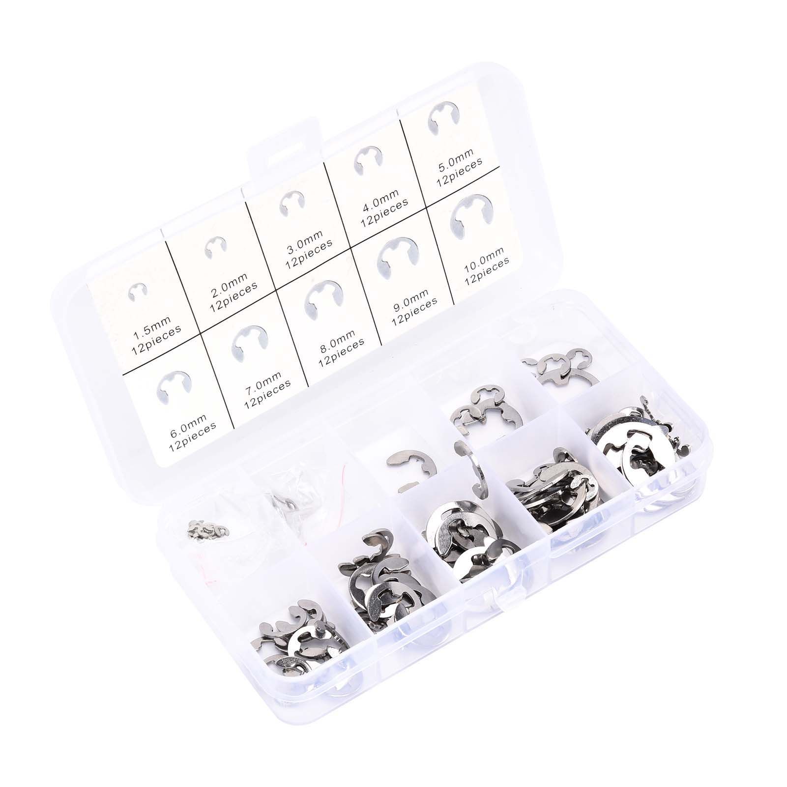 120PCS Snap Rings M1.5‑10 Mini Portable Corrosion Resistant Stainless Steel view 7