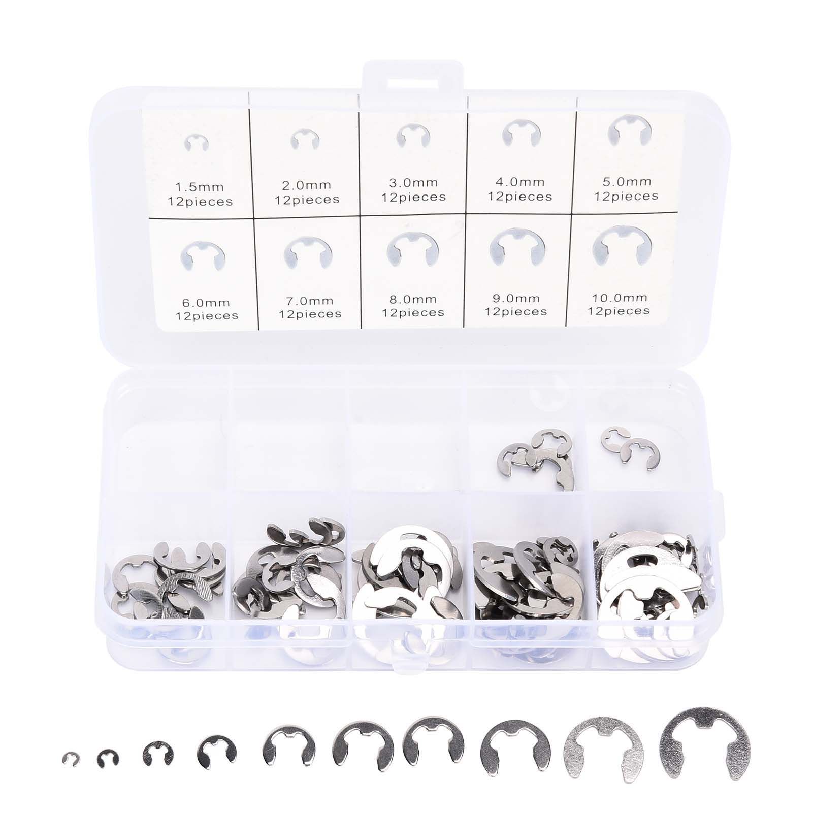 120PCS Snap Rings M1.5‑10 Mini Portable Corrosion Resistant Stainless Steel view 8