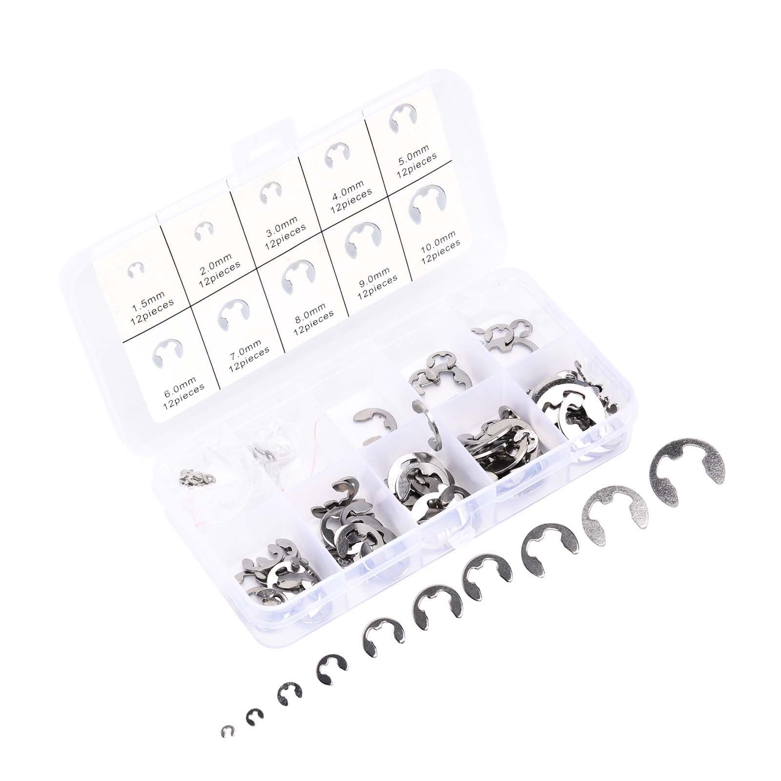 120PCS Snap Rings M1.5‑10 Mini Portable Corrosion Resistant Stainless Steel view 9