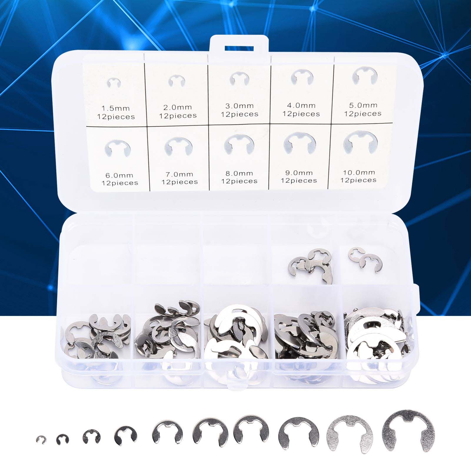 120PCS Snap Rings M1.5‑10 Mini Portable Corrosion Resistant Stainless Steel view 11