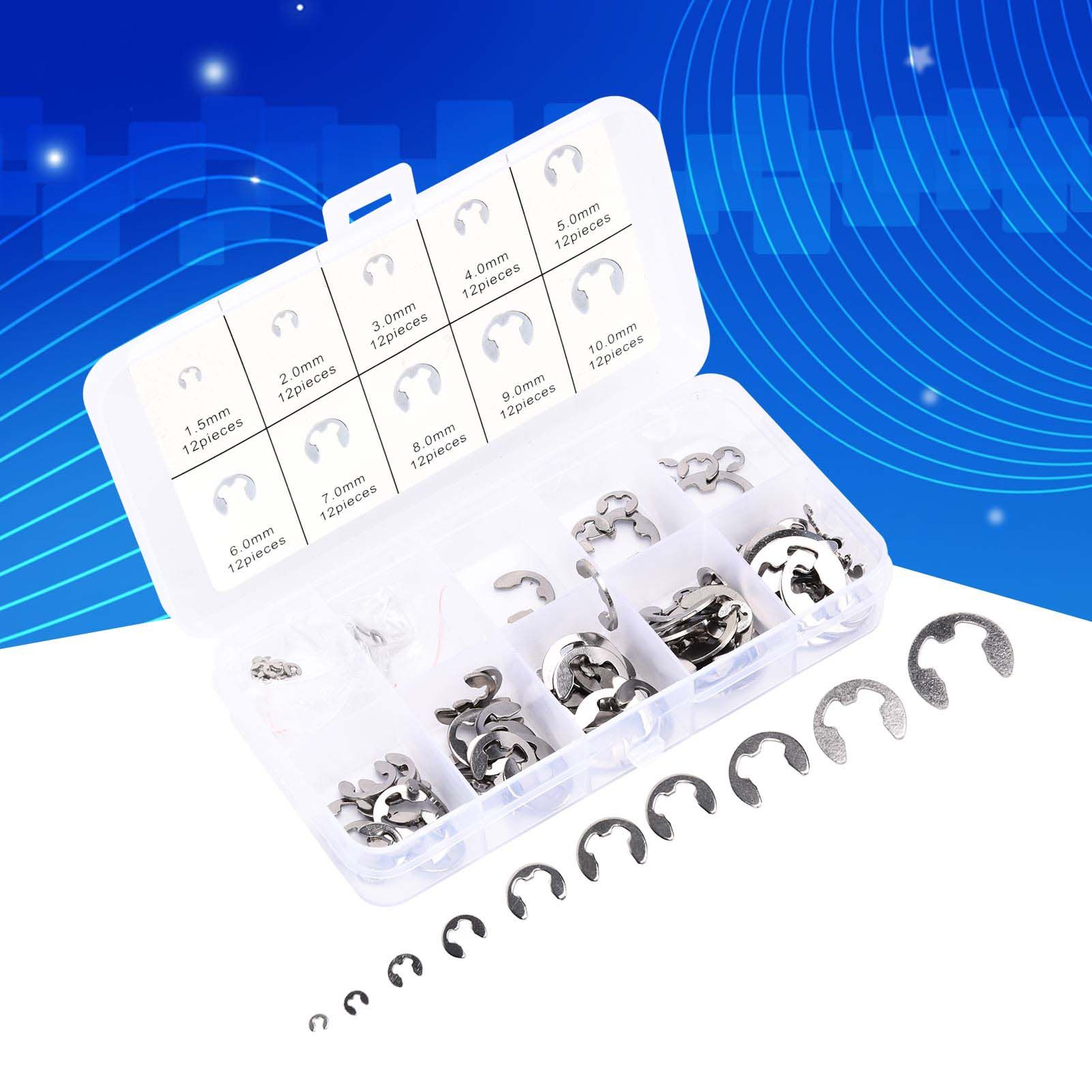 120PCS Snap Rings M1.5‑10 Mini Portable Corrosion Resistant Stainless Steel view 12