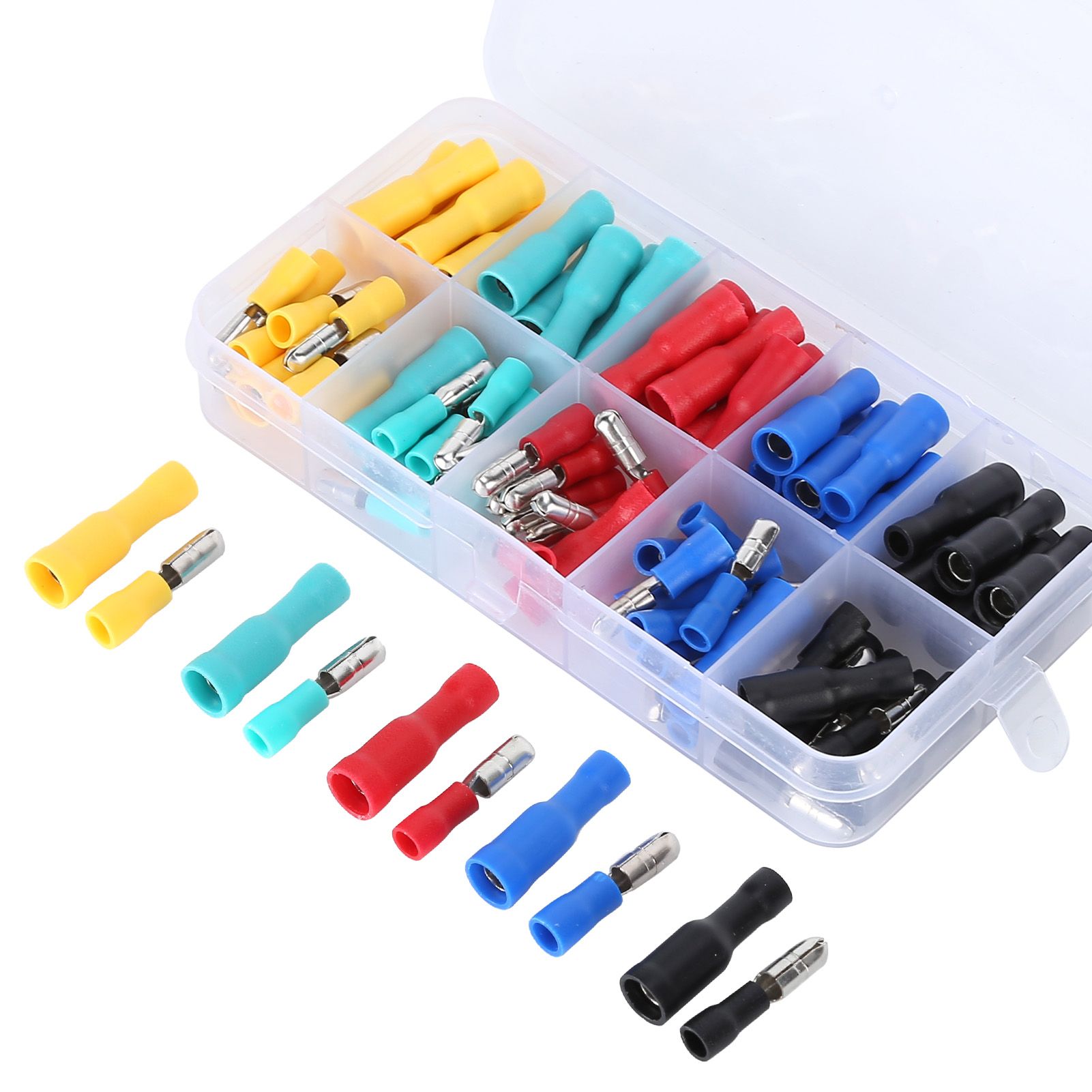 100Pcs Electrical Wire Terminal Male Female Many Colours Plug in Type Cold view 15