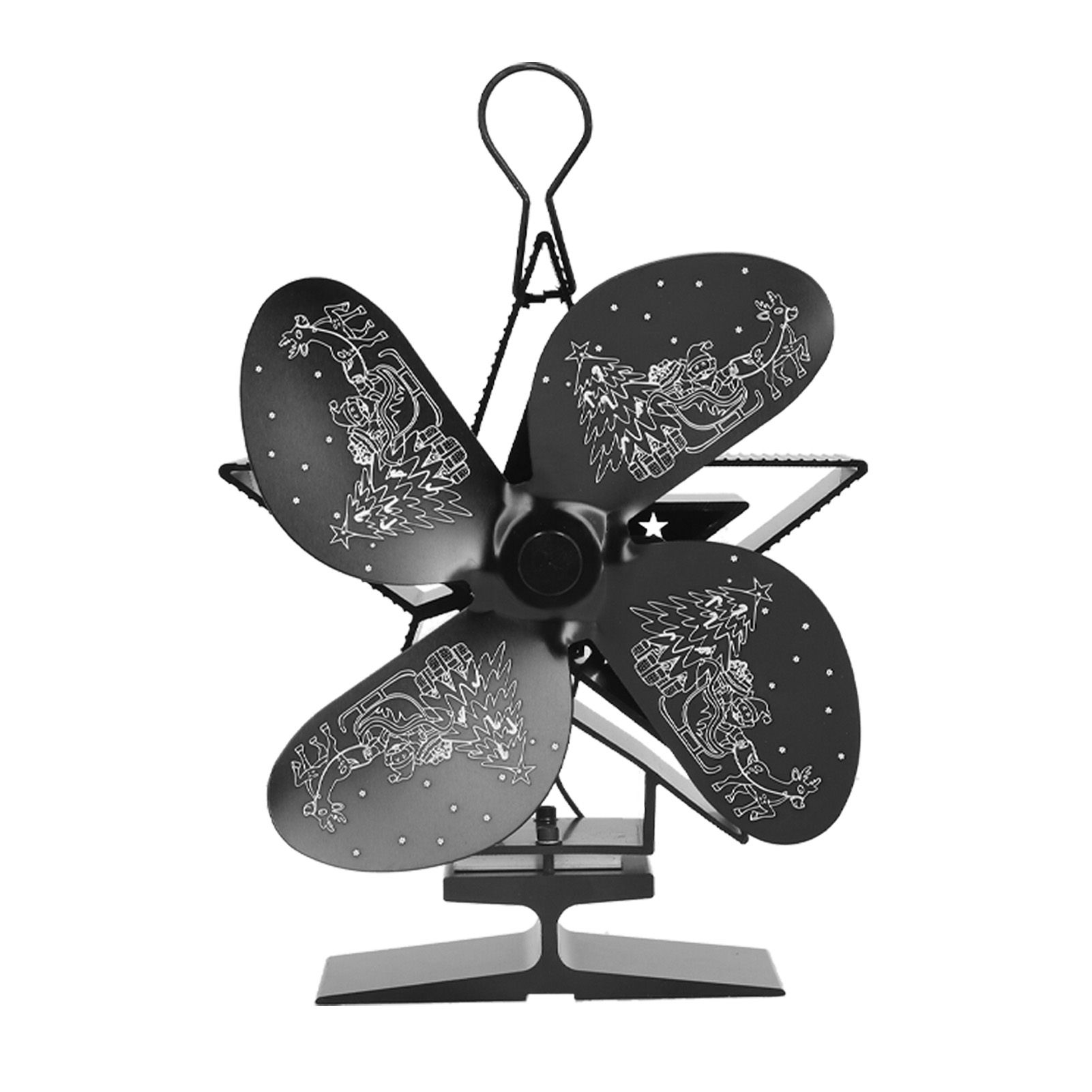 4 Blades Heat Powered Fan Santa Claus Pattern Fireplace Fan for Heat