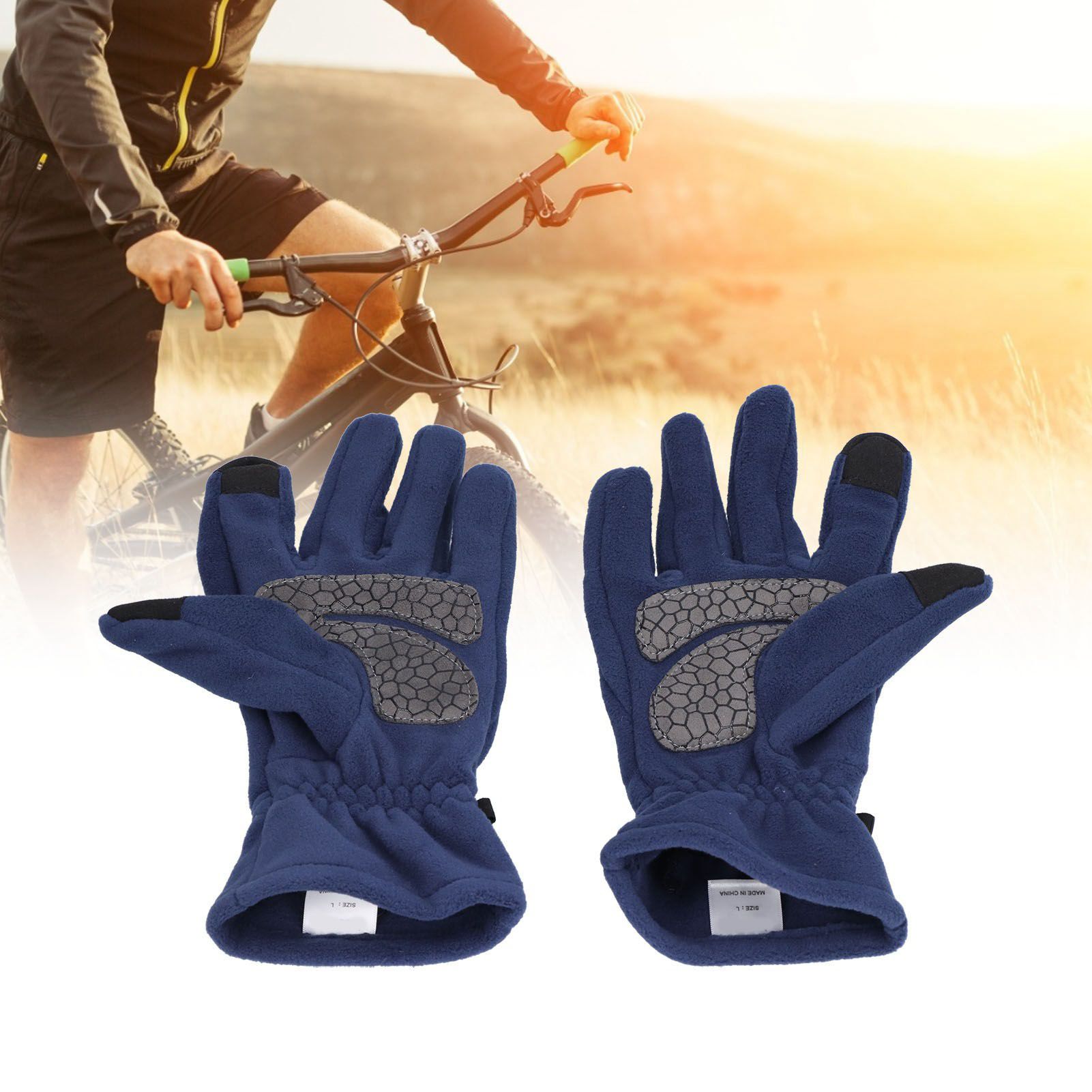 Windproof Gloves Induced Wearable Thickened Non Slip Blue Winter Gloves for view 11