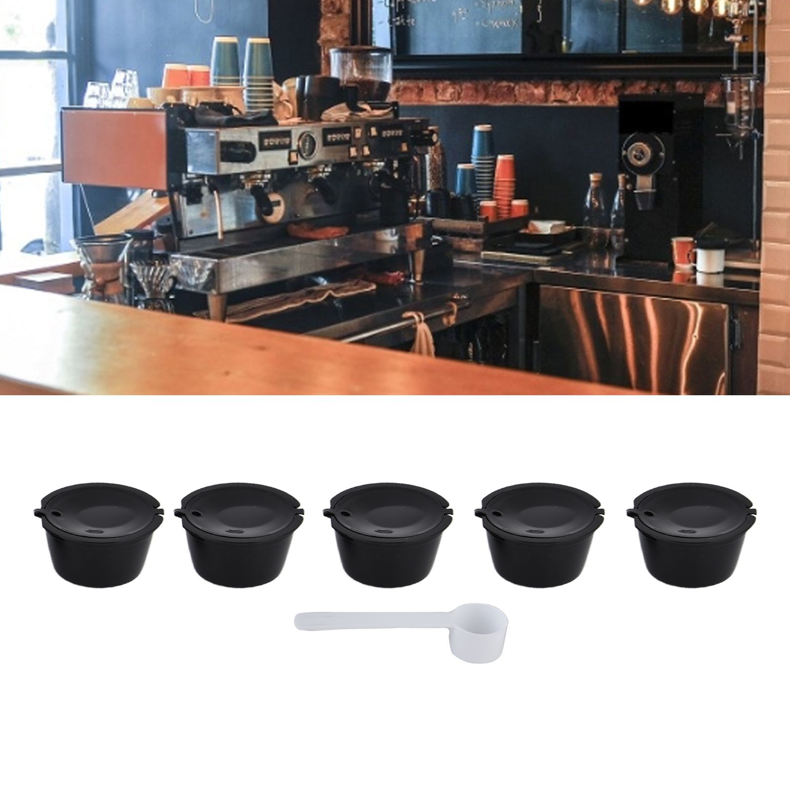 5Pcs 50ml Coffee Capsule Reusable Coffee Filter Cup with Spoon for DOLCE GUSTO view 11