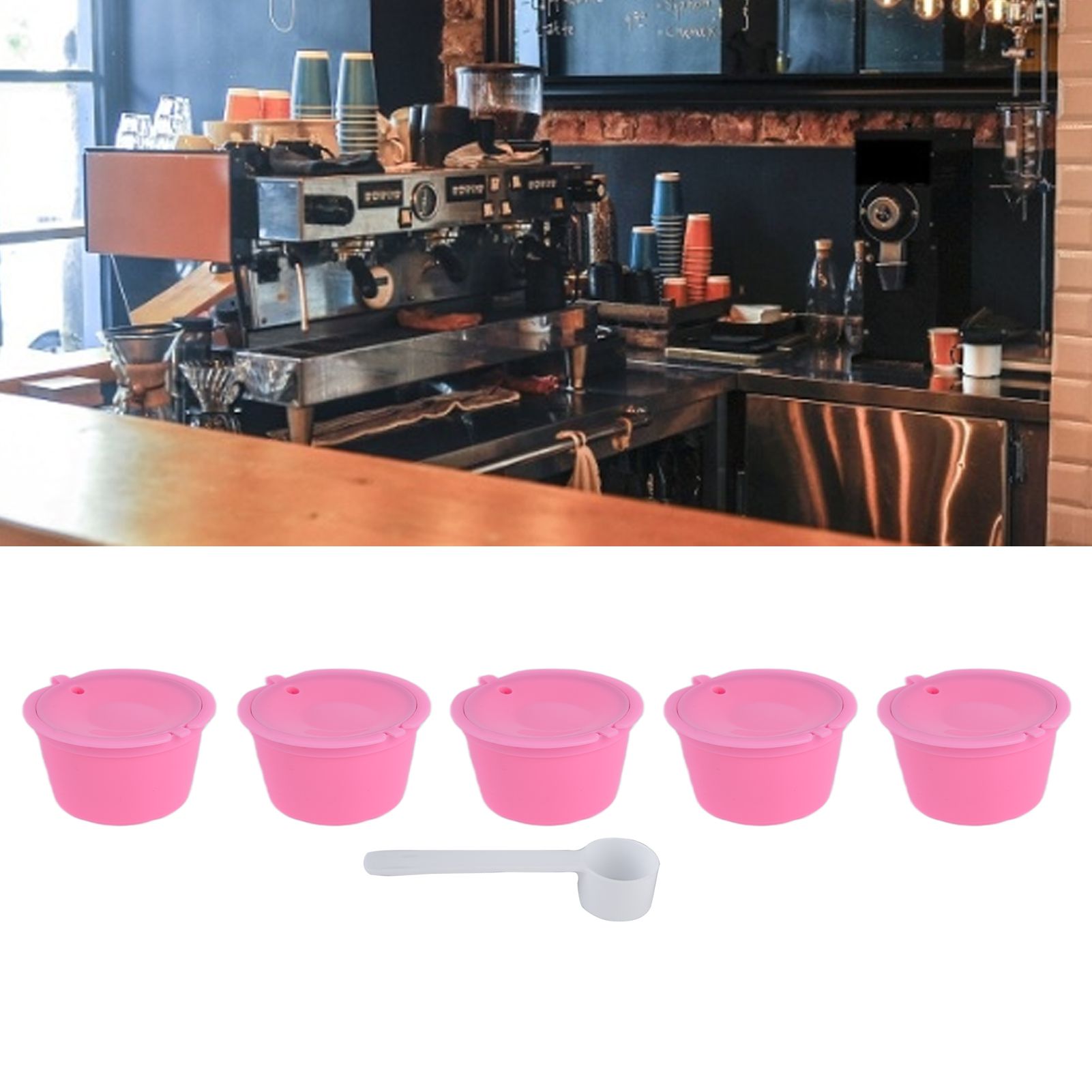 5Pcs 50ml Coffee Capsule Reusable Coffee Filter Cup with Spoon for DOLCE GUSTO view 11