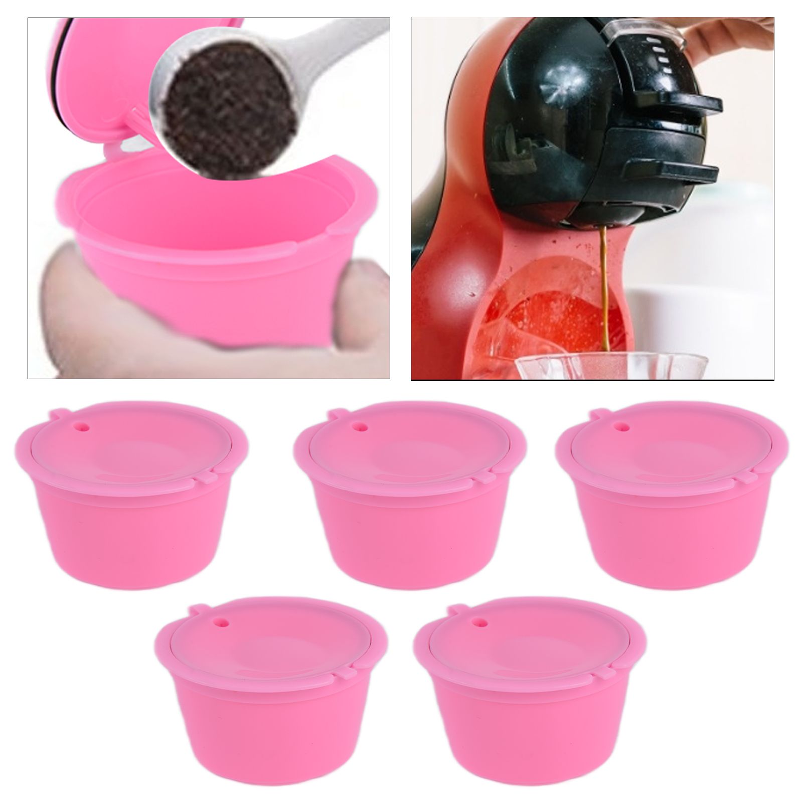 5Pcs 50ml Coffee Capsule Reusable Coffee Filter Cup with Spoon for DOLCE GUSTO view 12