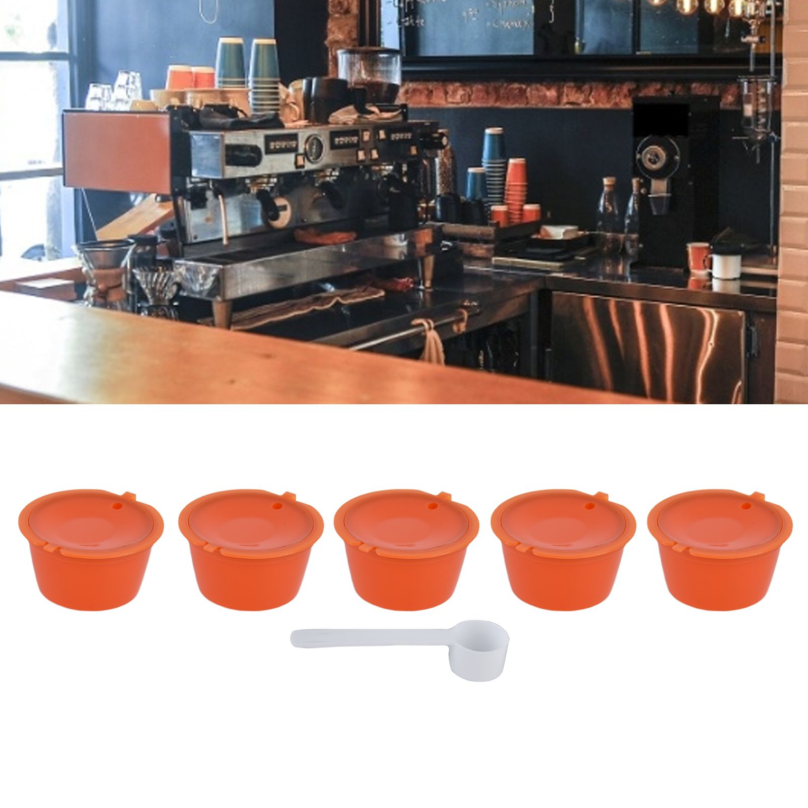 5Pcs 50ml Coffee Capsule Reusable Coffee Filter Cup with Spoon for DOLCE GUSTO view 11