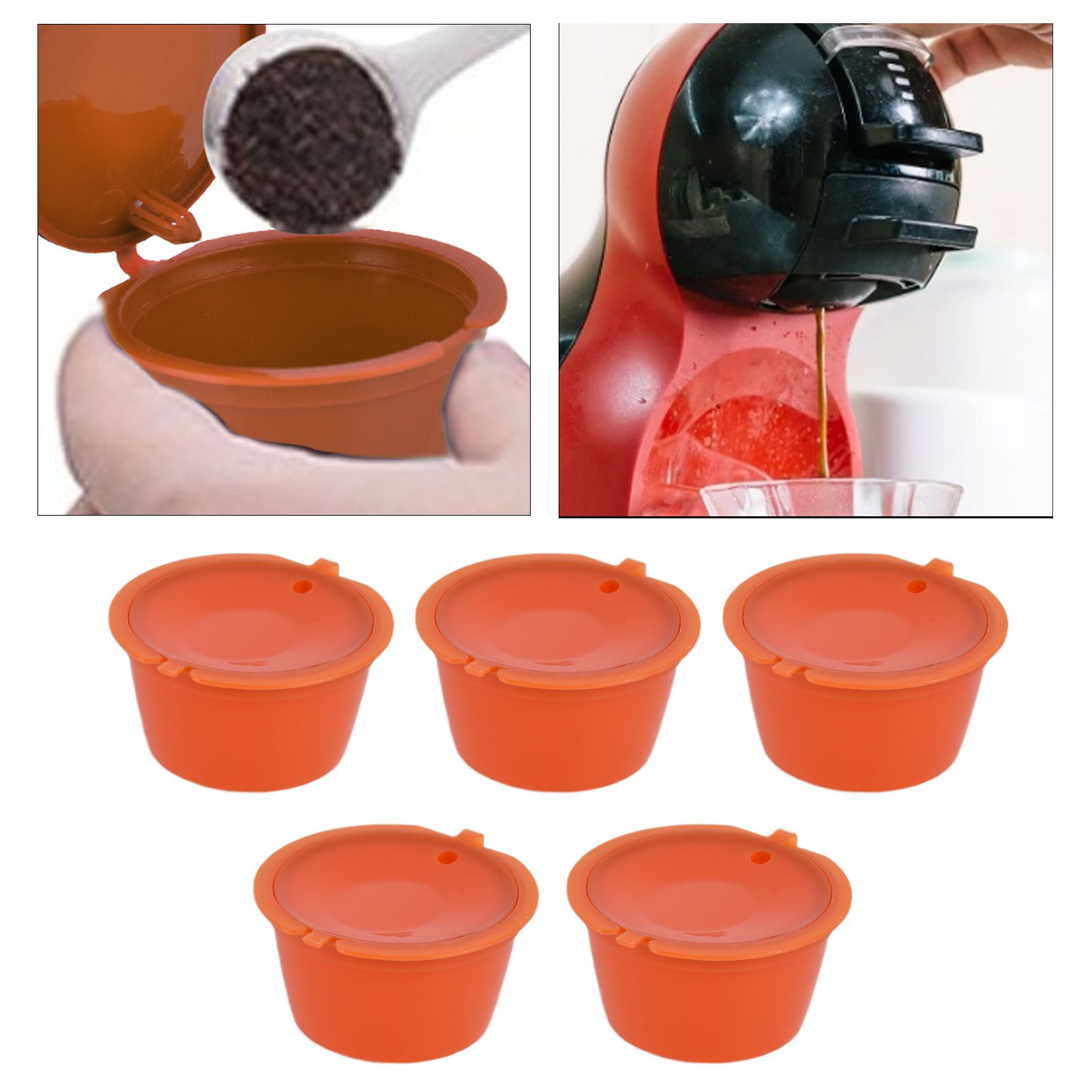 5Pcs 50ml Coffee Capsule Reusable Coffee Filter Cup with Spoon for DOLCE GUSTO view 12