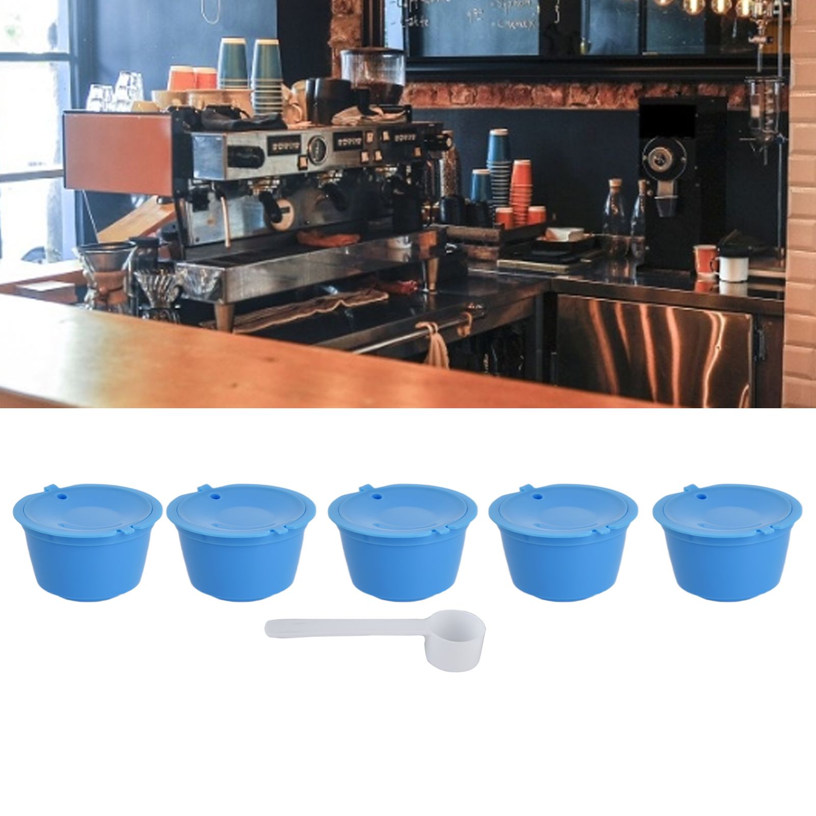 5Pcs 50ml Coffee Capsule Reusable Coffee Filter Cup with Spoon for DOLCE GUSTO view 11