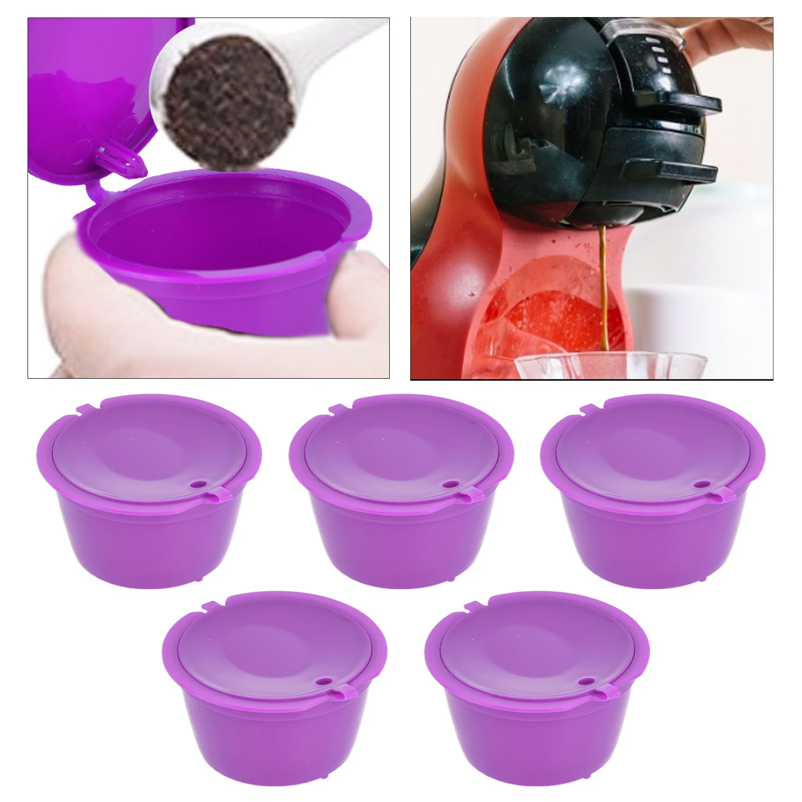 5Pcs 50ml Coffee Capsule Reusable Coffee Filter Cup with Spoon for DOLCE GUSTO view 11