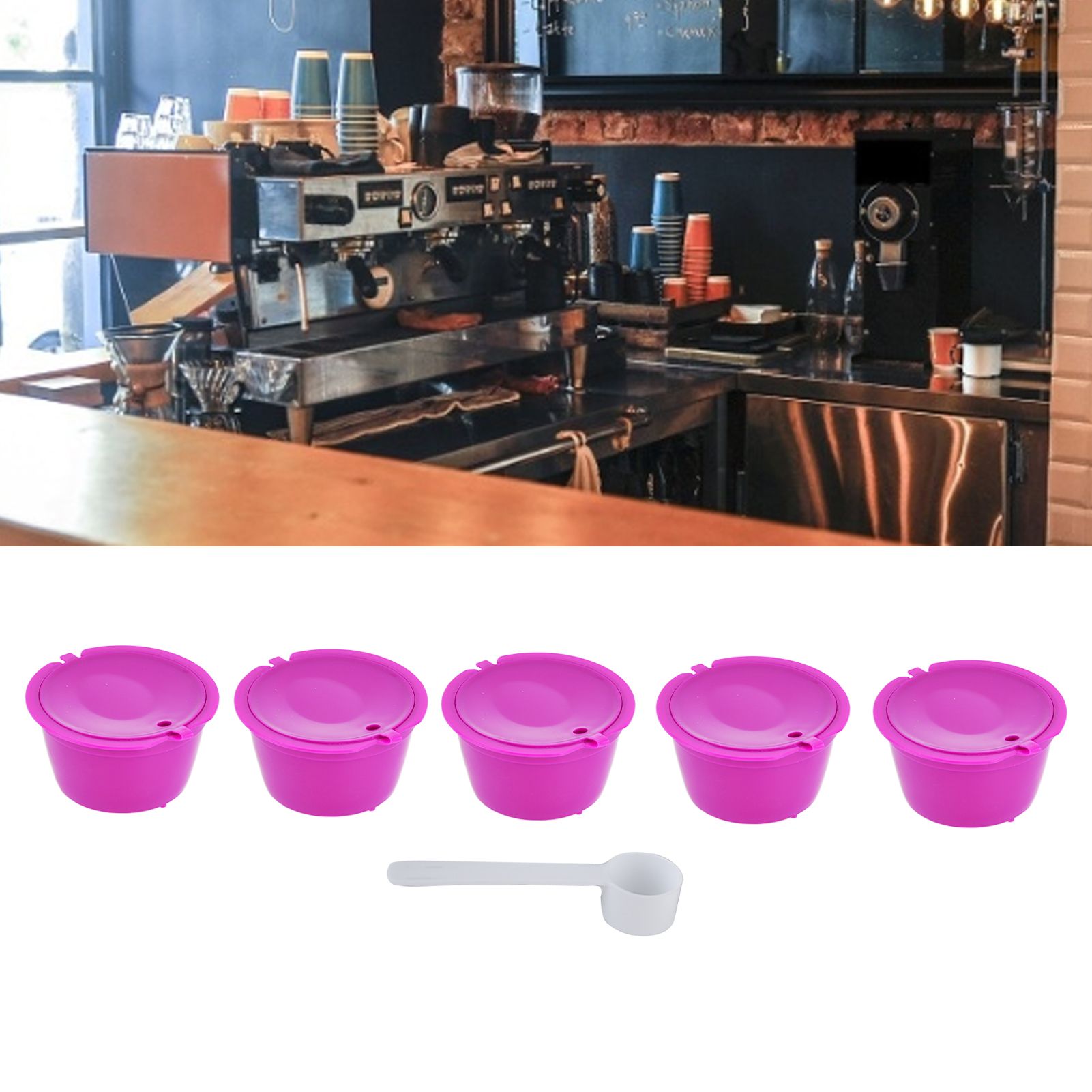 5Pcs 50ml Coffee Capsule Reusable Coffee Filter Cup with Spoon for DOLCE GUSTO view 11