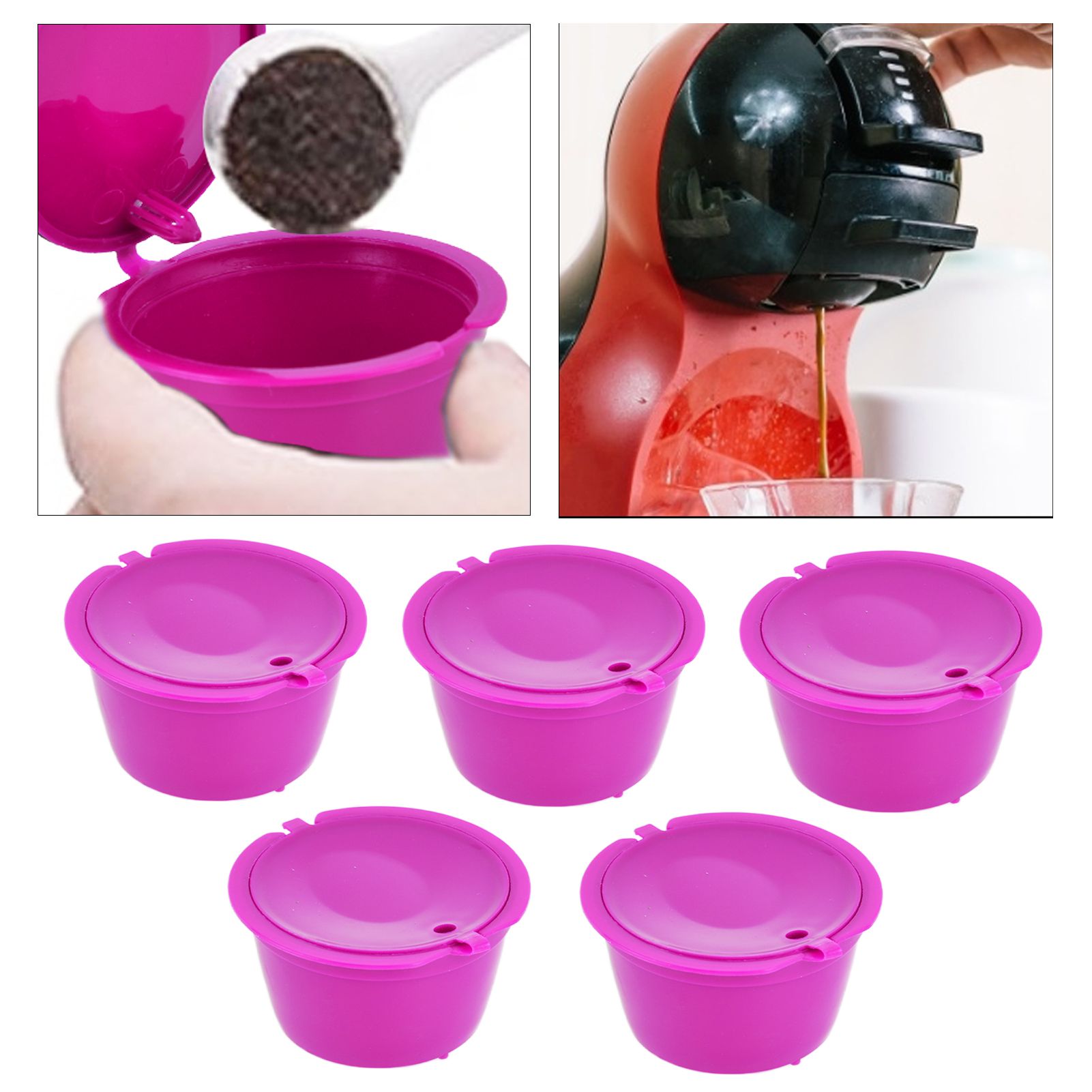 5Pcs 50ml Coffee Capsule Reusable Coffee Filter Cup with Spoon for DOLCE GUSTO view 12