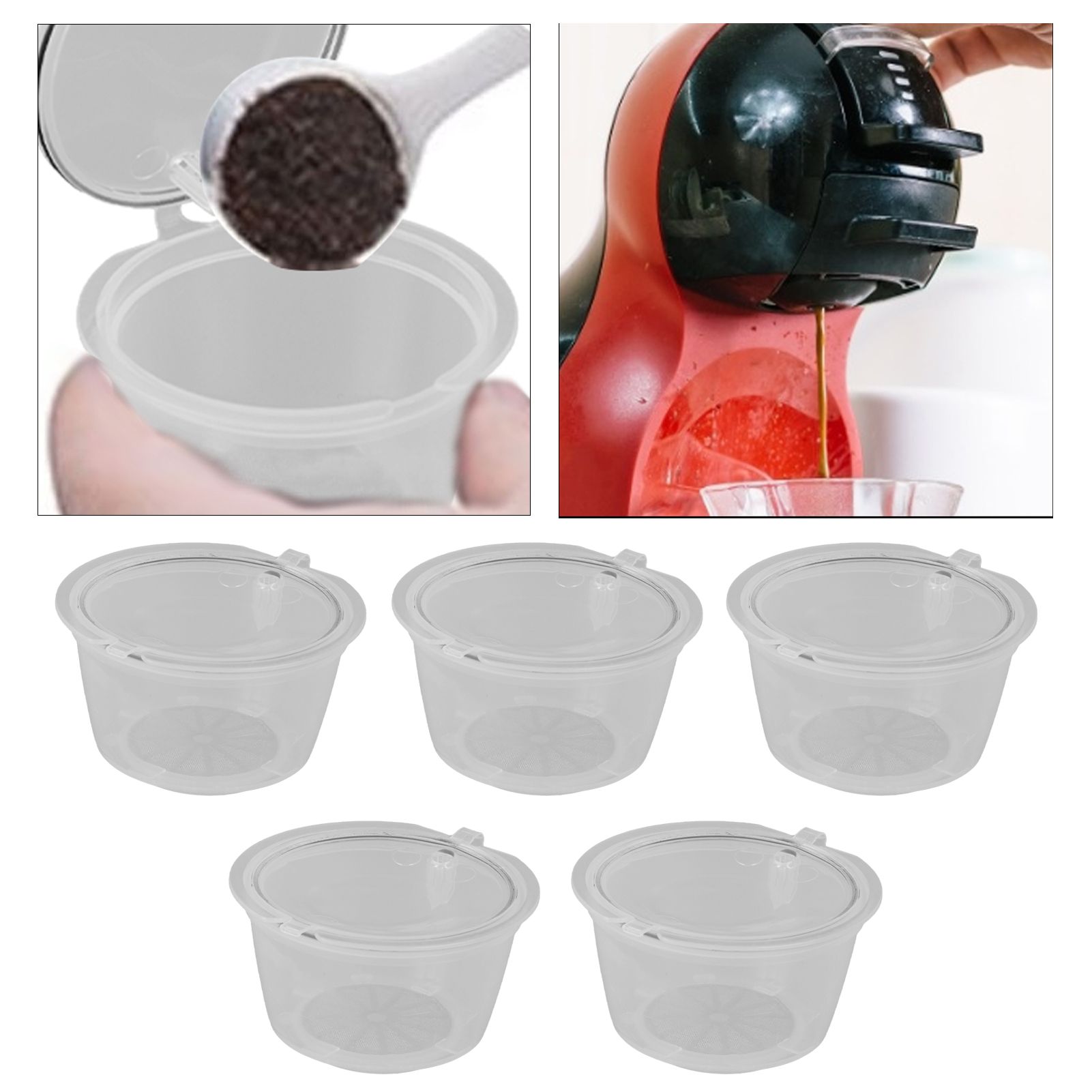 5Pcs 50ml Coffee Capsule Reusable Coffee Filter Cup with Spoon for DOLCE GUSTO view 11