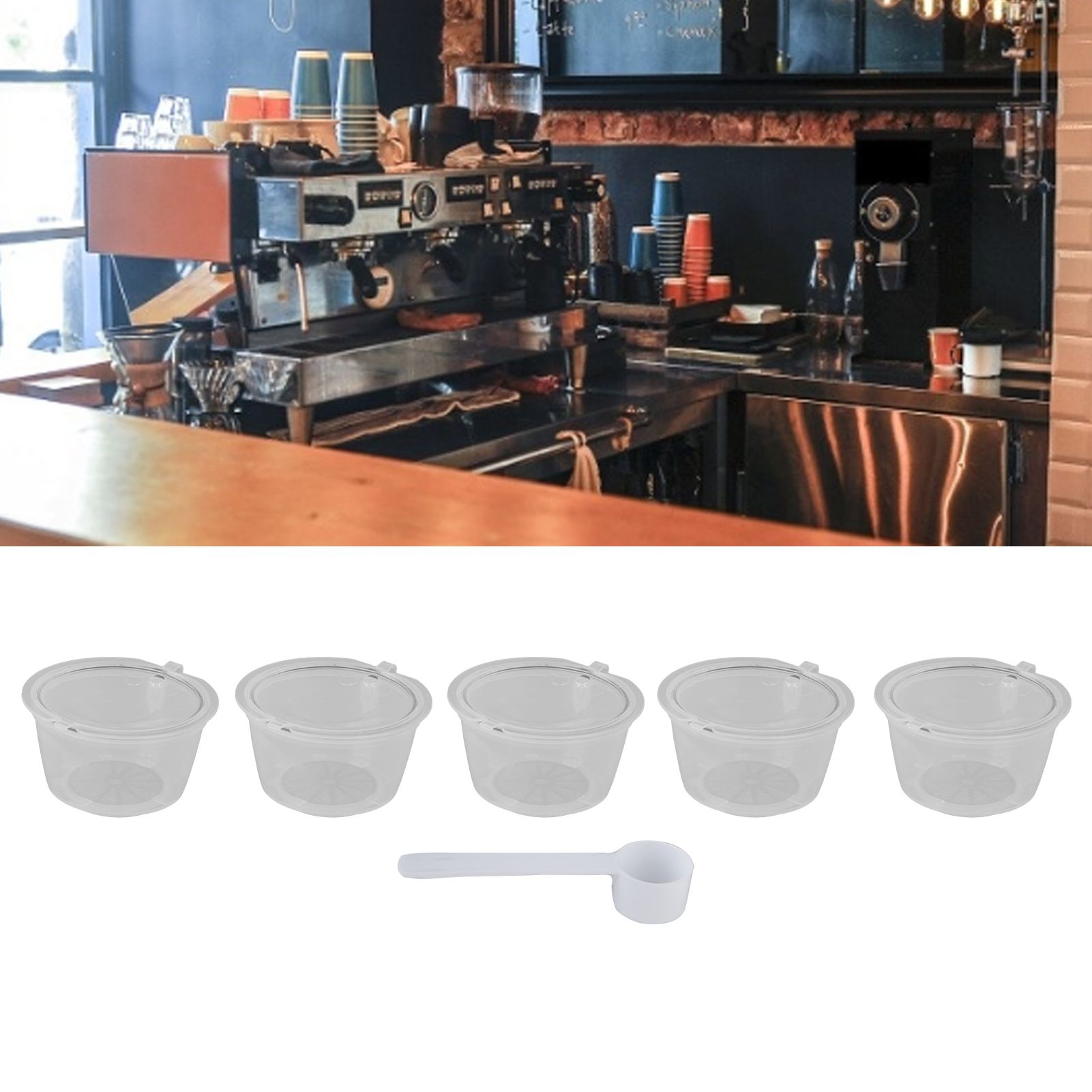 5Pcs 50ml Coffee Capsule Reusable Coffee Filter Cup with Spoon for DOLCE GUSTO view 12