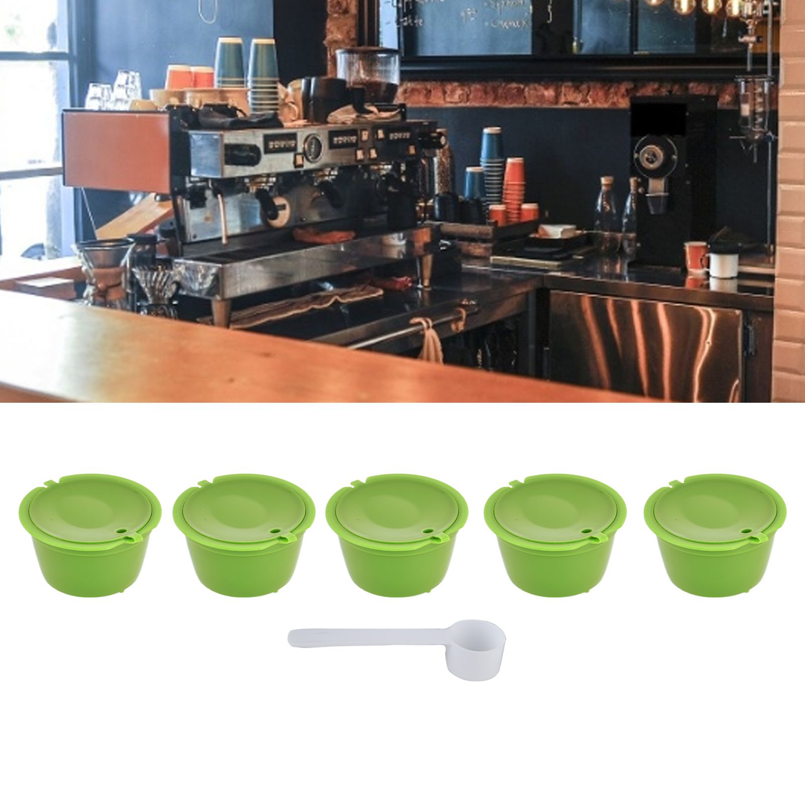 5Pcs 50ml Coffee Capsule Reusable Coffee Filter Cup with Spoon for DOLCE GUSTO view 11