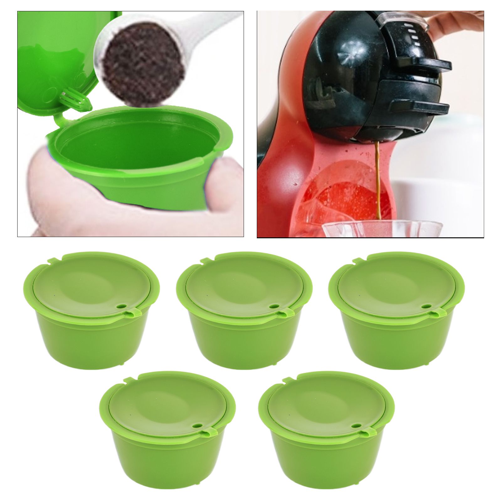 5Pcs 50ml Coffee Capsule Reusable Coffee Filter Cup with Spoon for DOLCE GUSTO view 12