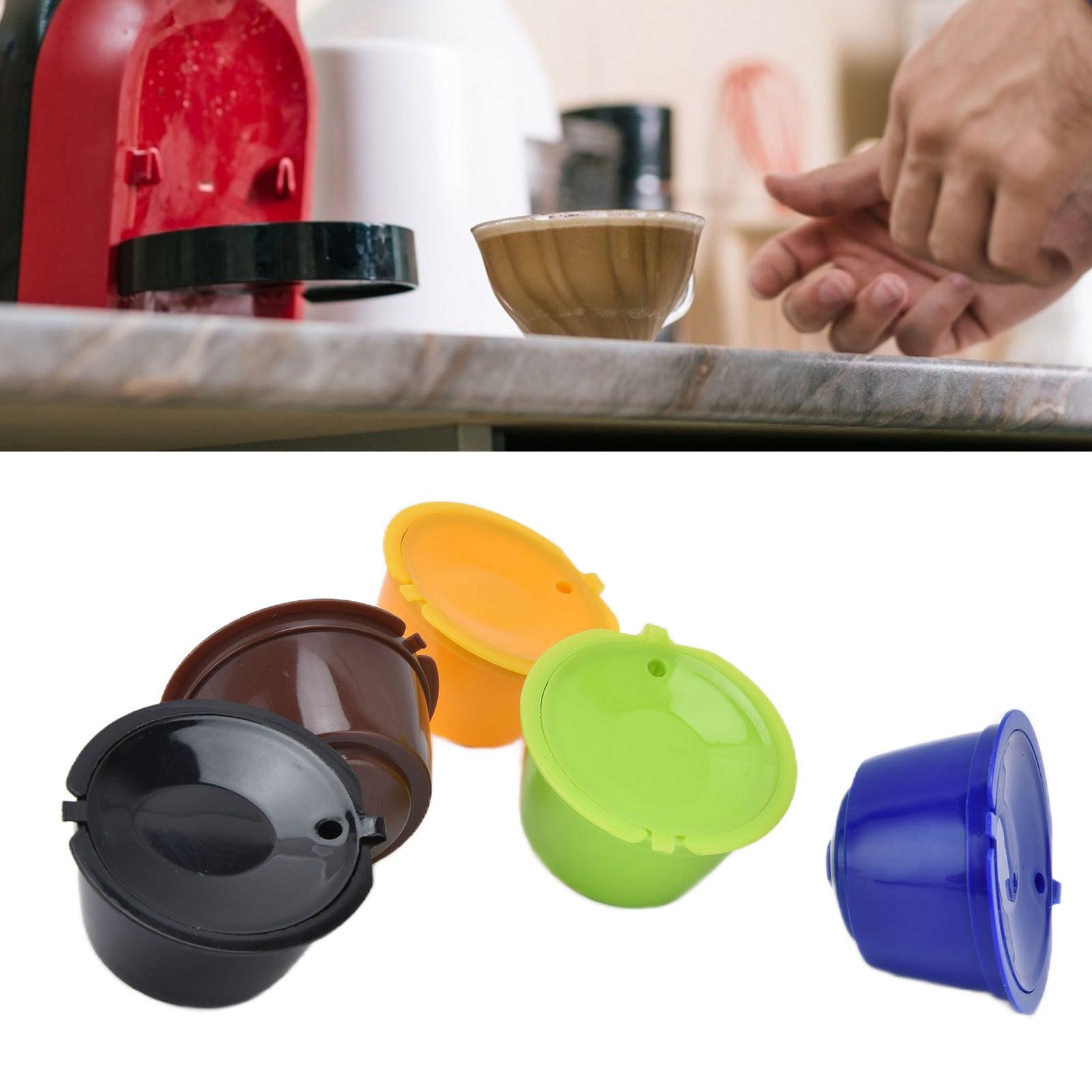 5Pcs Reusable Coffee Pod 50ml Refillable Coffee Capsule with Spoon Convenient view 12