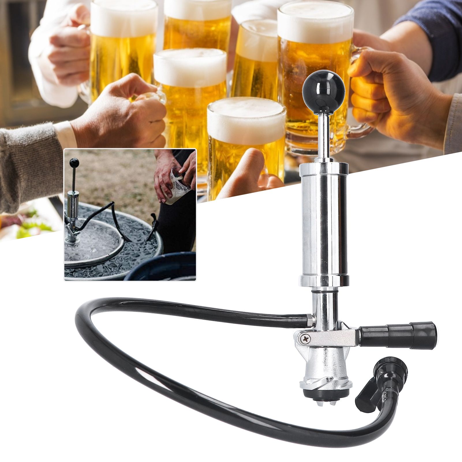 Beer Keg Pump with Black Beer Faucet Stainless Steel Draft Beer Party Pump for view 11