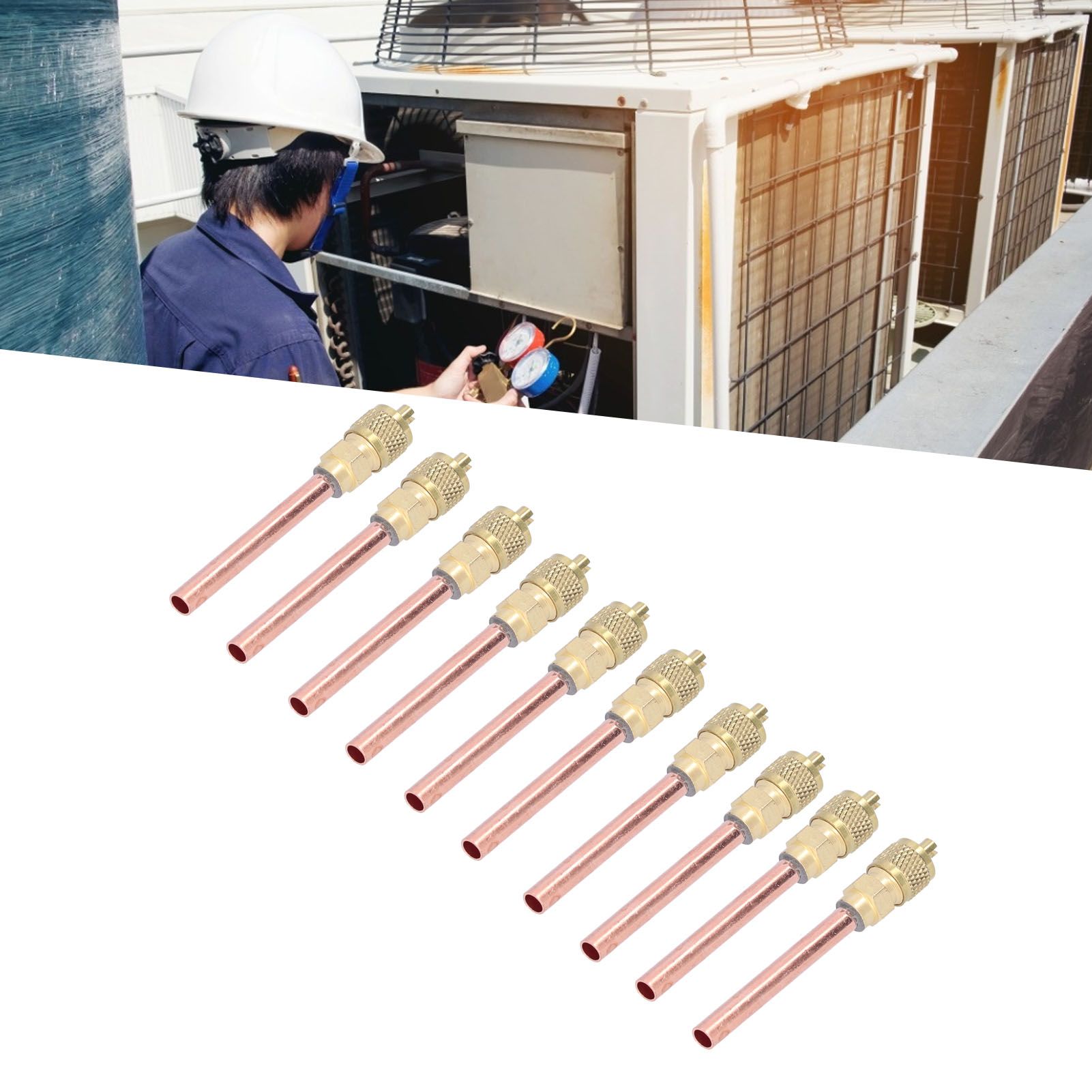10Pcs 1/4SAE HVAC Filling Access Valves Air Conditioner Brass Check Valve for view 12