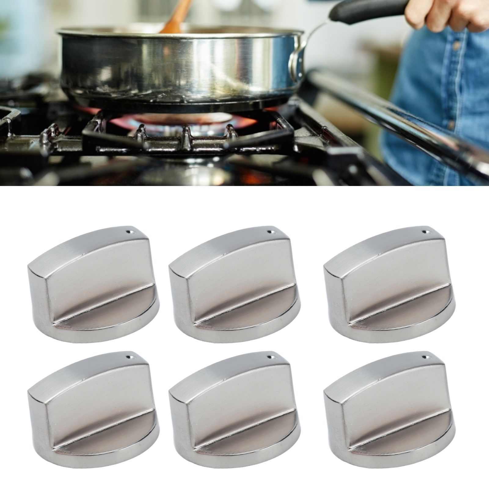 6Pcs 8mm Rotate Knob Zinc Alloy Control Knob Replacement for Kitchen Range Gas view 11