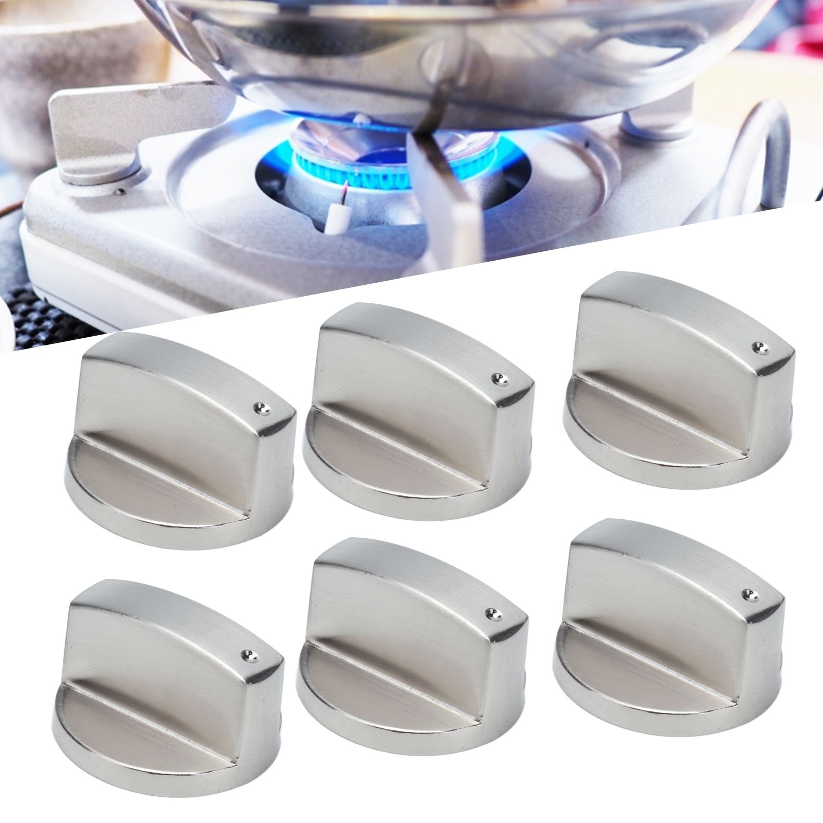 6Pcs 8mm Rotate Knob Zinc Alloy Control Knob Replacement for Kitchen Range Gas view 12