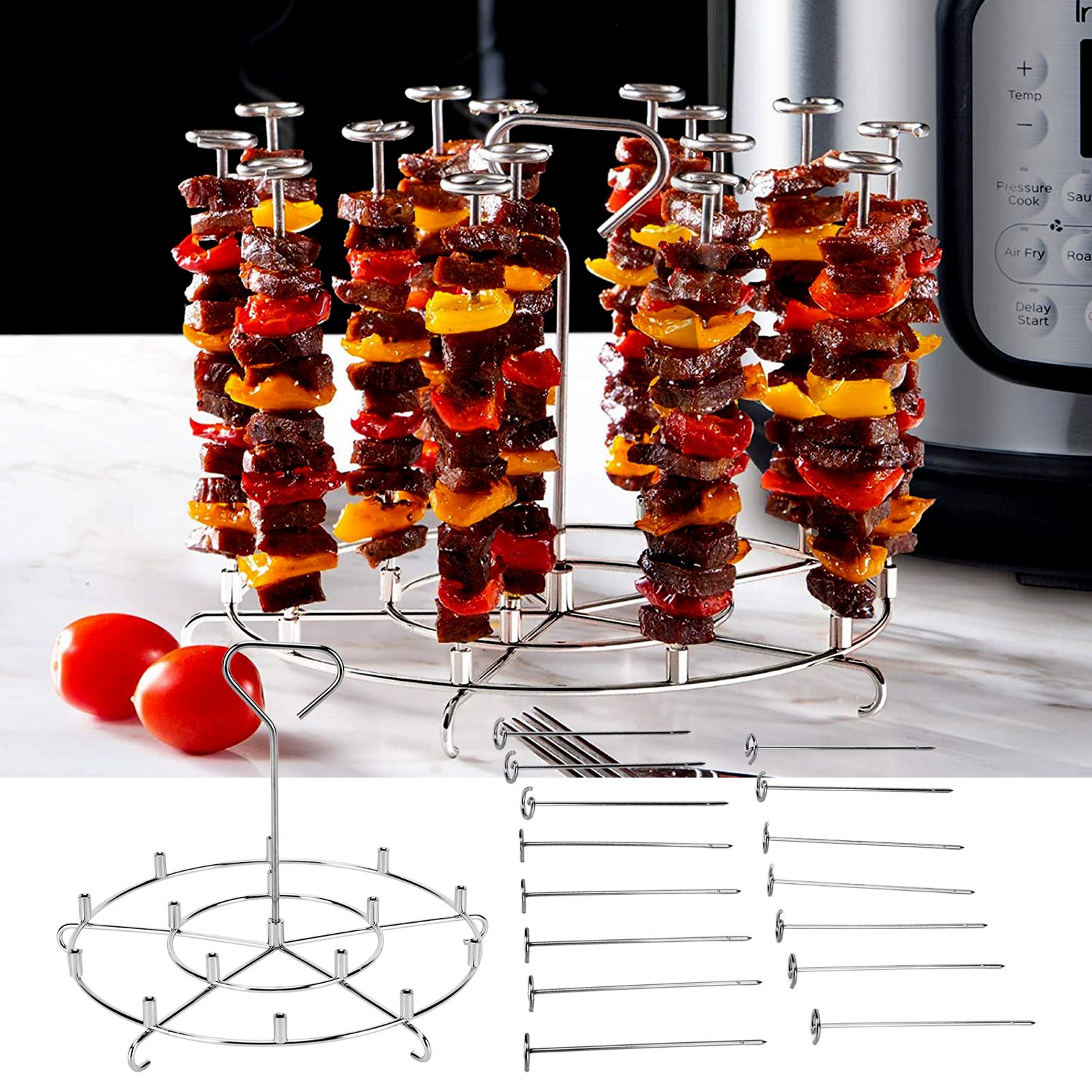 304 Stainless Steel Skewers Stand Set Multifunction Grill Dehydration Rack view 11