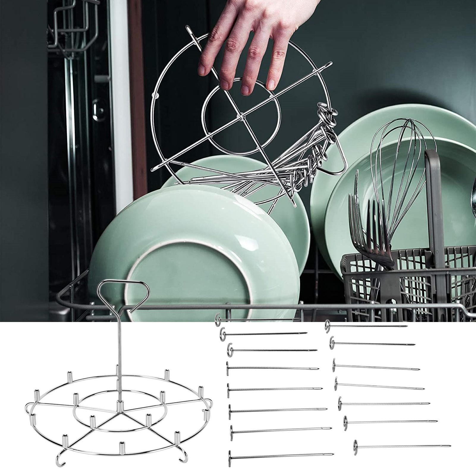 304 Stainless Steel Skewers Stand Set Multifunction Grill Dehydration Rack view 12