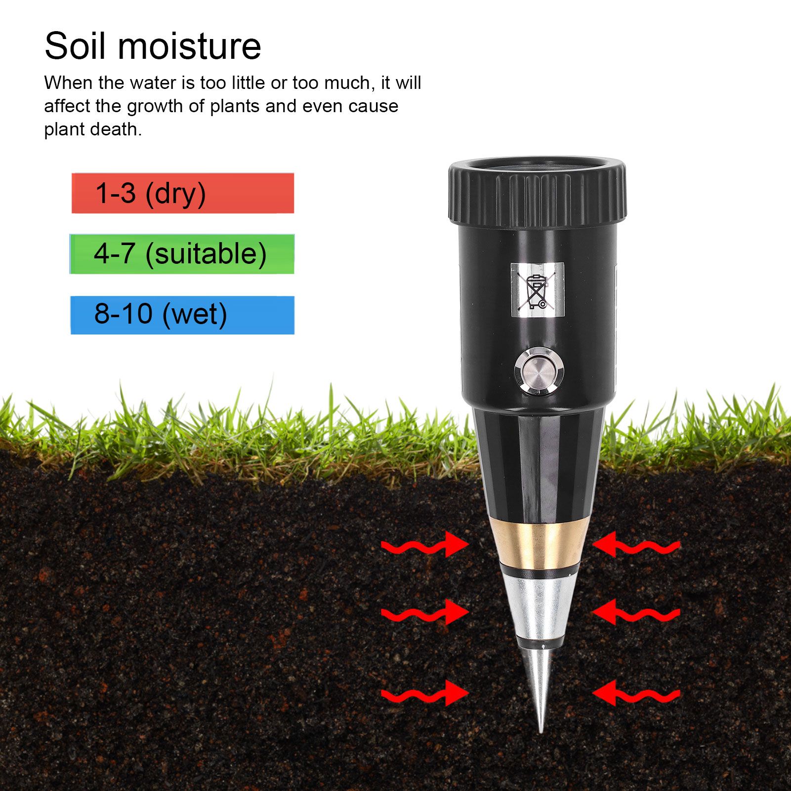 2 in 1 Soil Tester Soil Moisture PH Meter Hygrometer Plant Water Meter for view 14